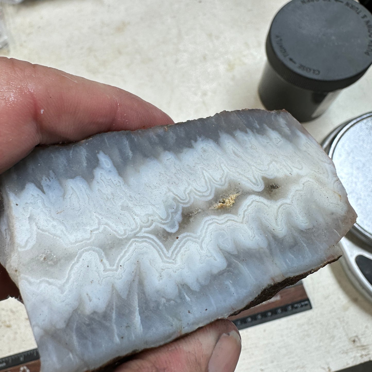 MOROCCAN GHOST SEAM AGATE Faced Rough - 0.78 Pounds
