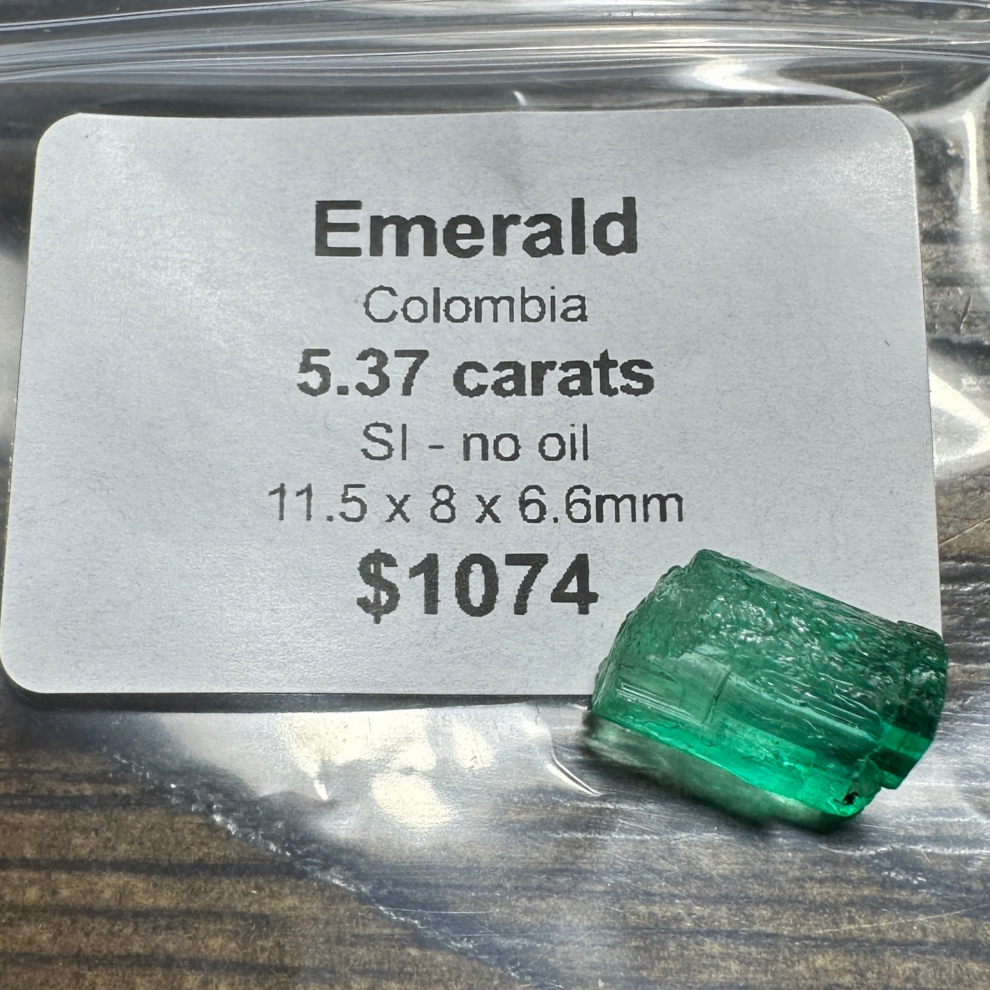 5.37ct No Oil Colombian EMERALD Facet Rough