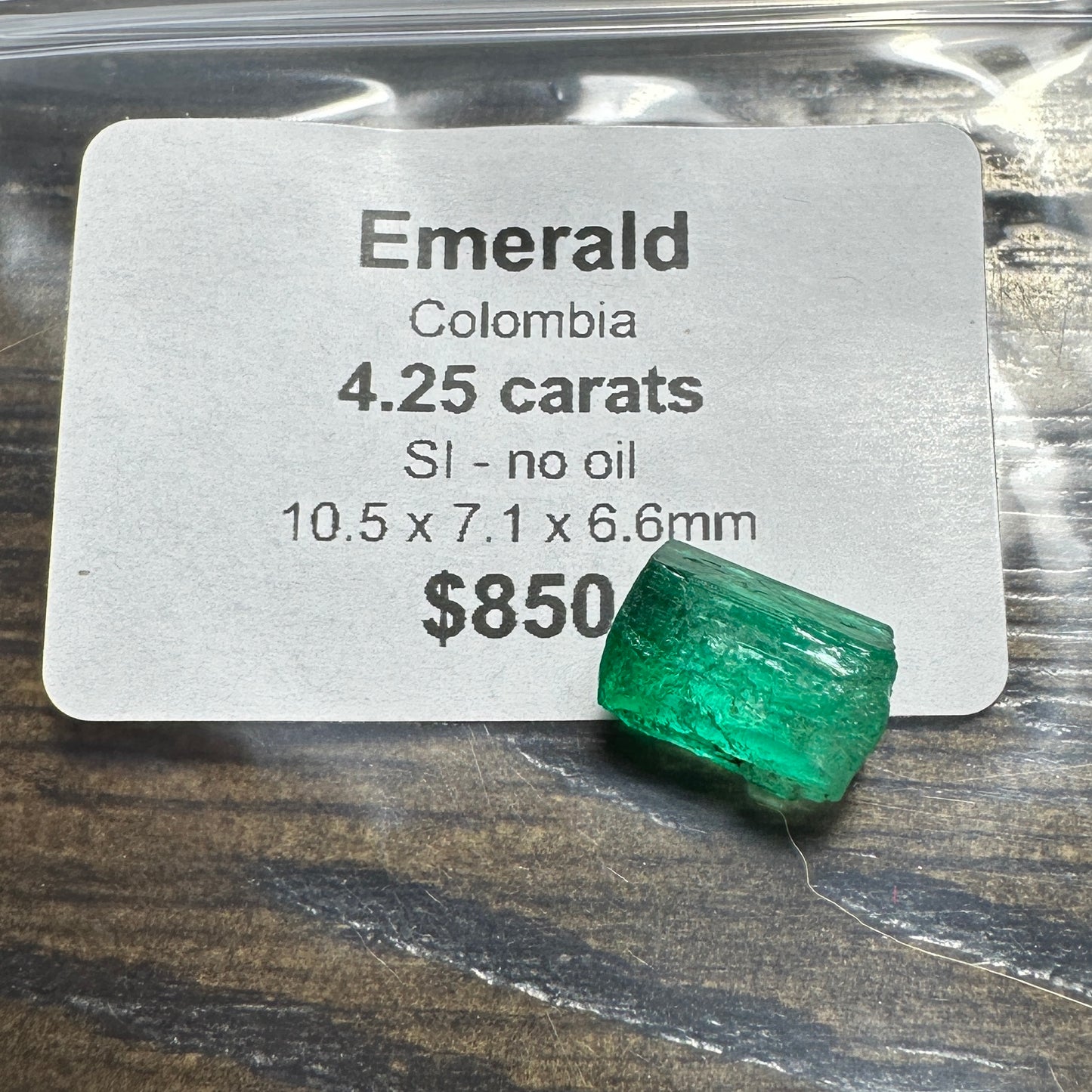 4.25ct No Oil Colombian EMERALD Facet Rough