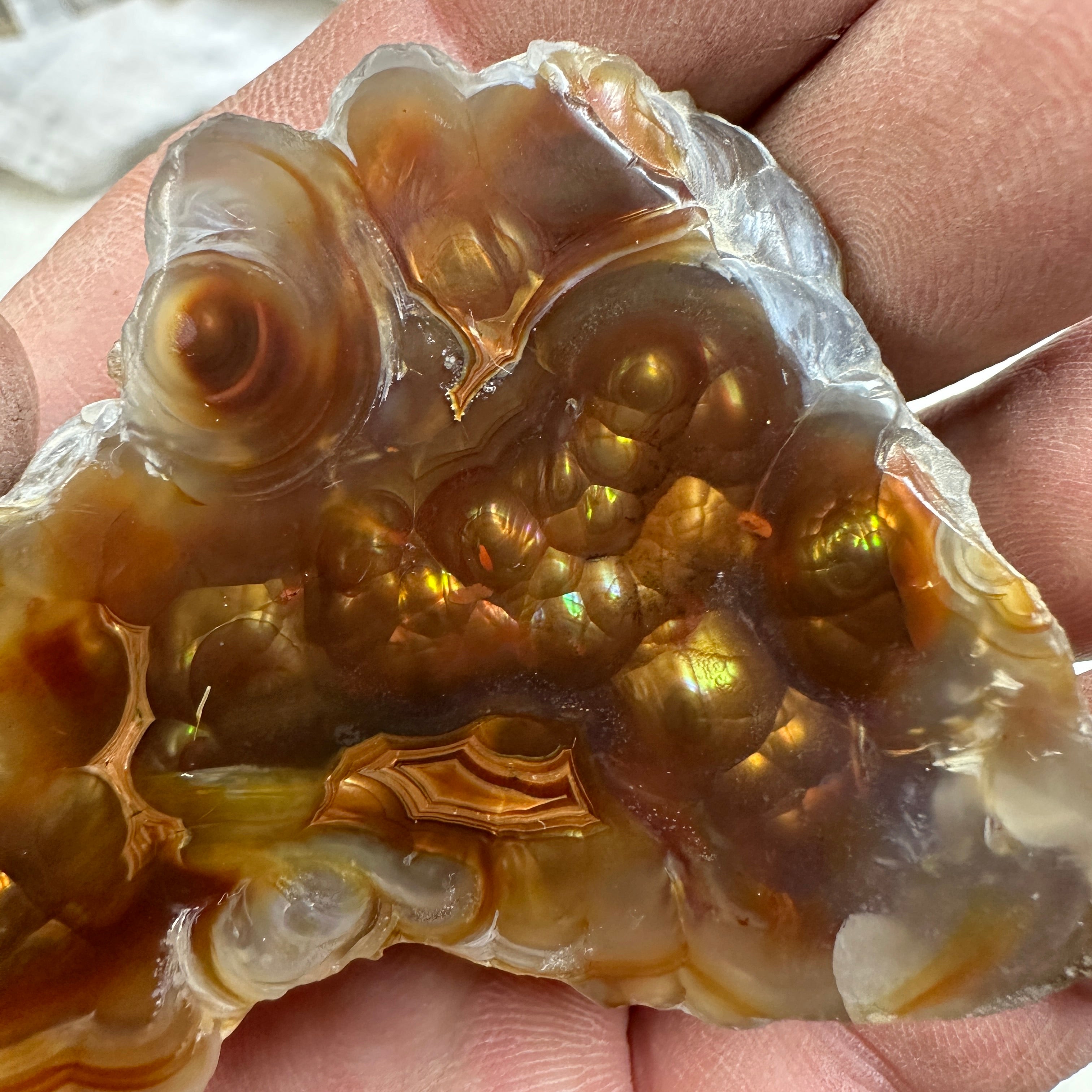 Fire agate rough Aguascaliente top Mexico