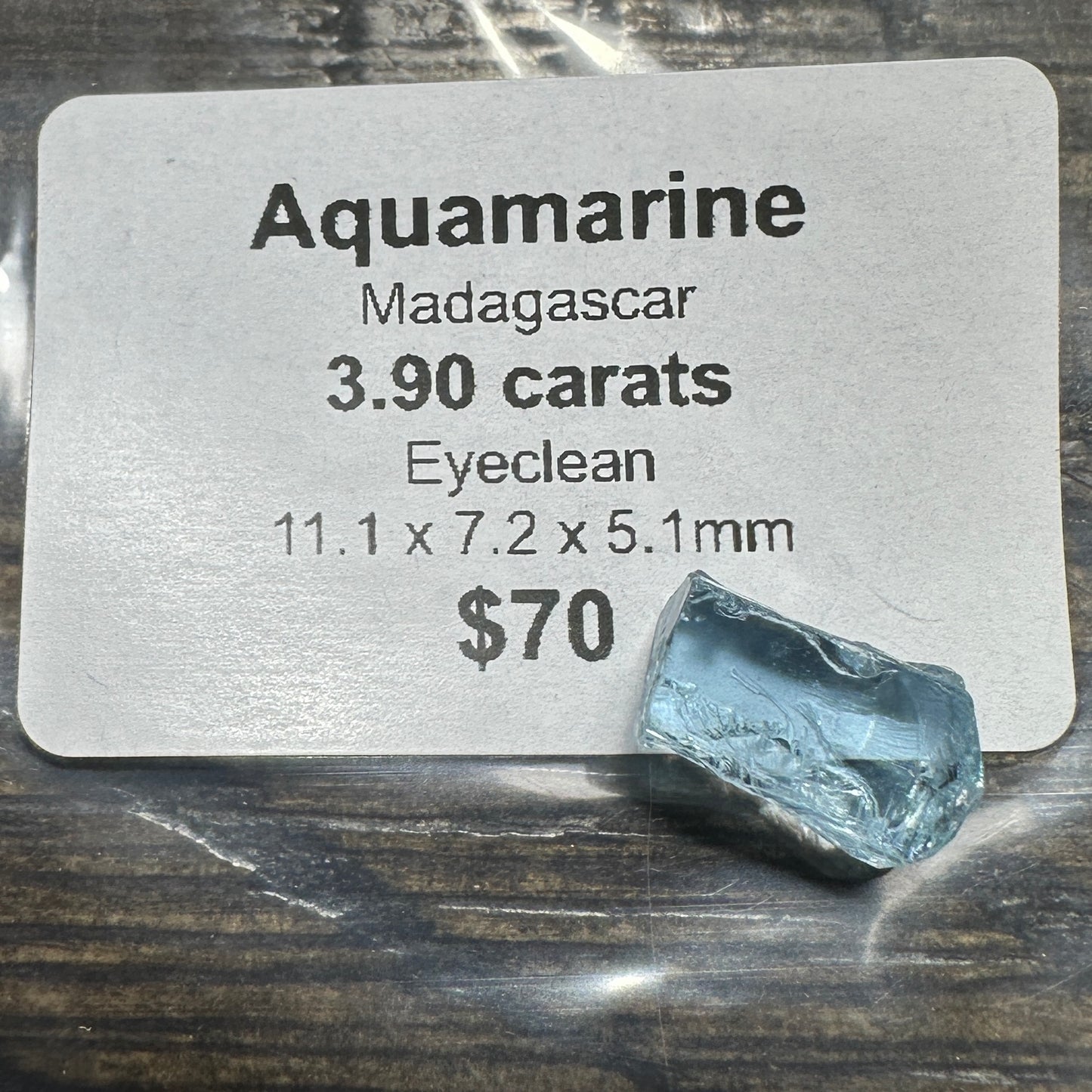 3.90ct AQUAMARINE BERYL Facet Rough