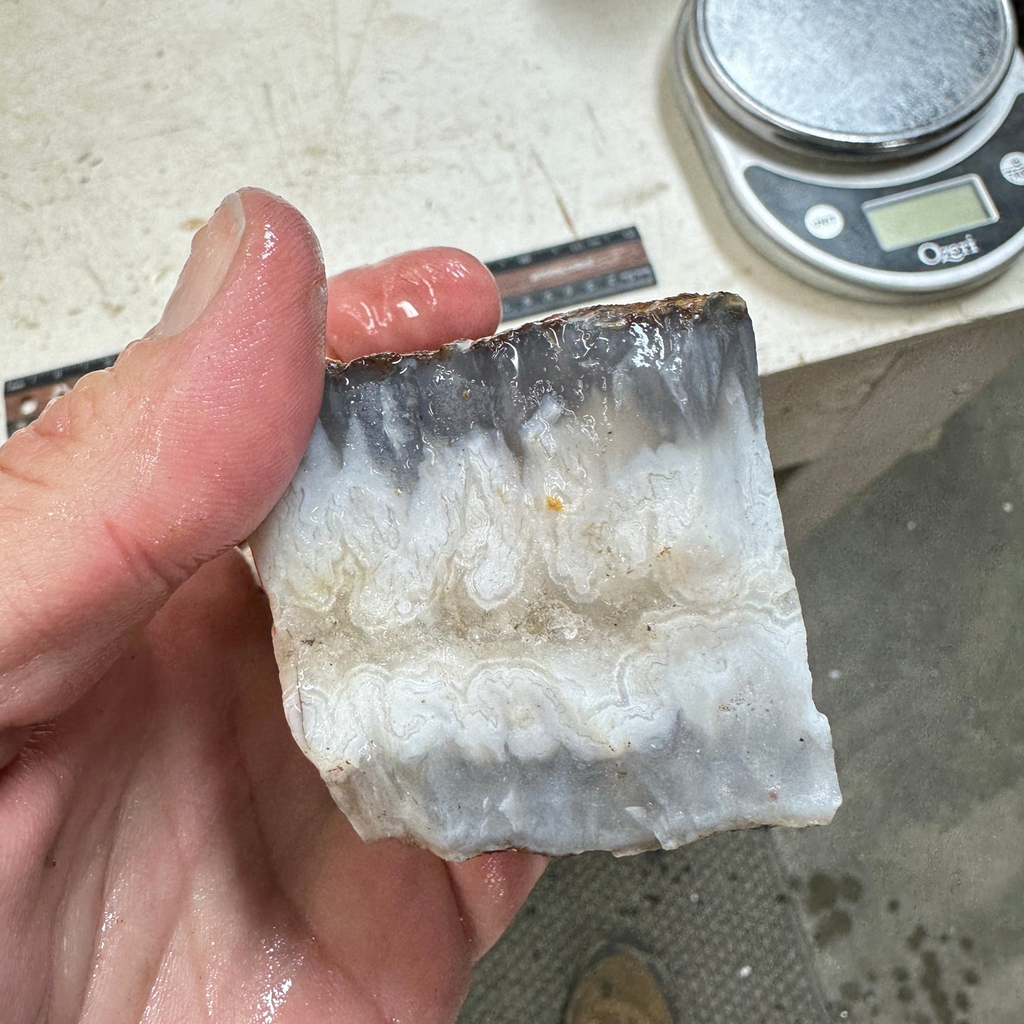 MOROCCAN GHOST SEAM AGATE Faced Rough - 0.78 Pounds