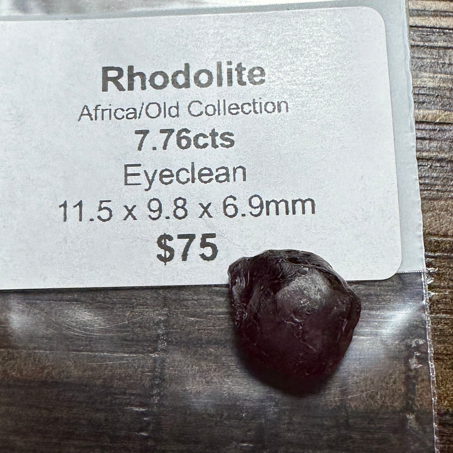7.76ct RHODOLITE GARNET Facet Rough