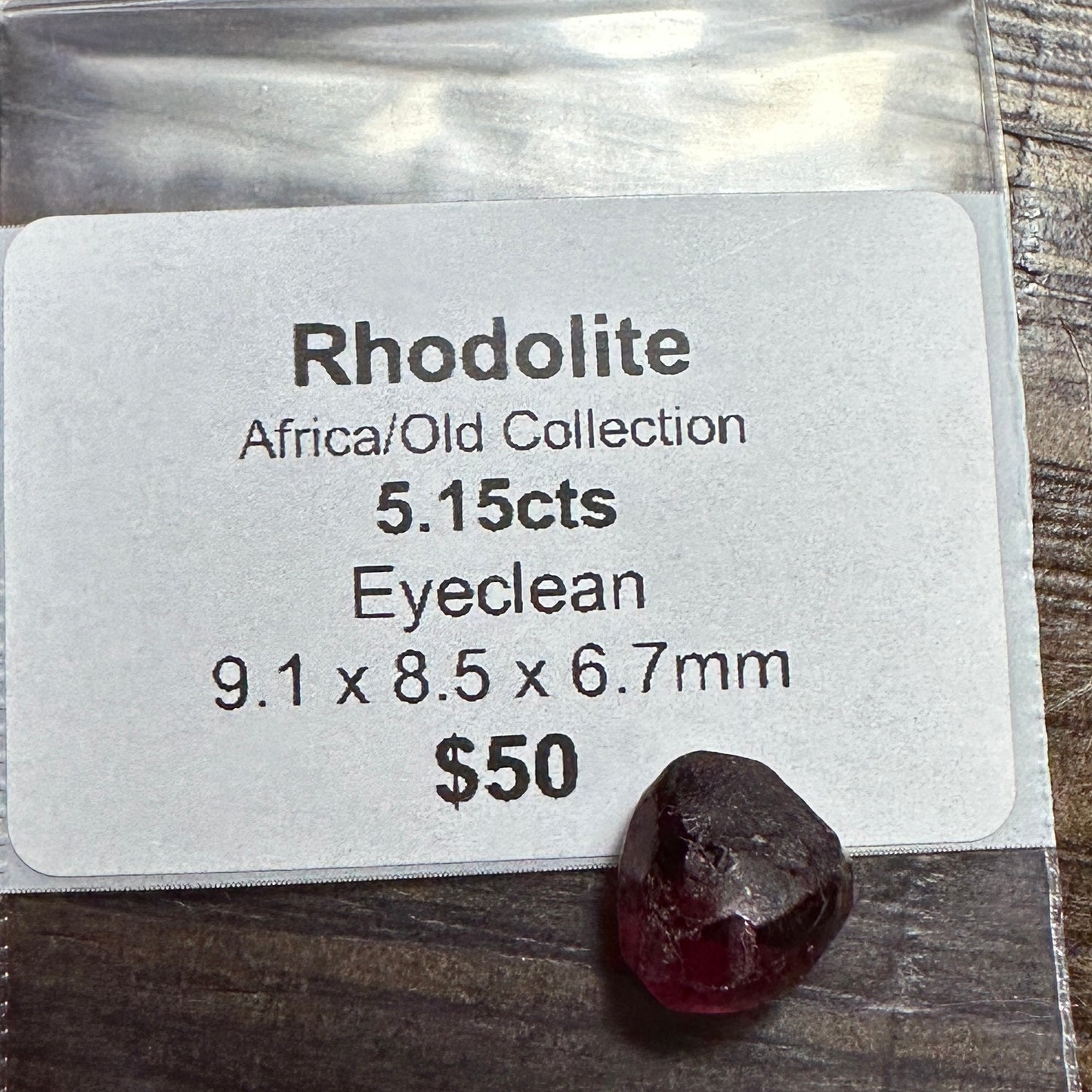 5.15ct RHODOLITE GARNET Facet Rough