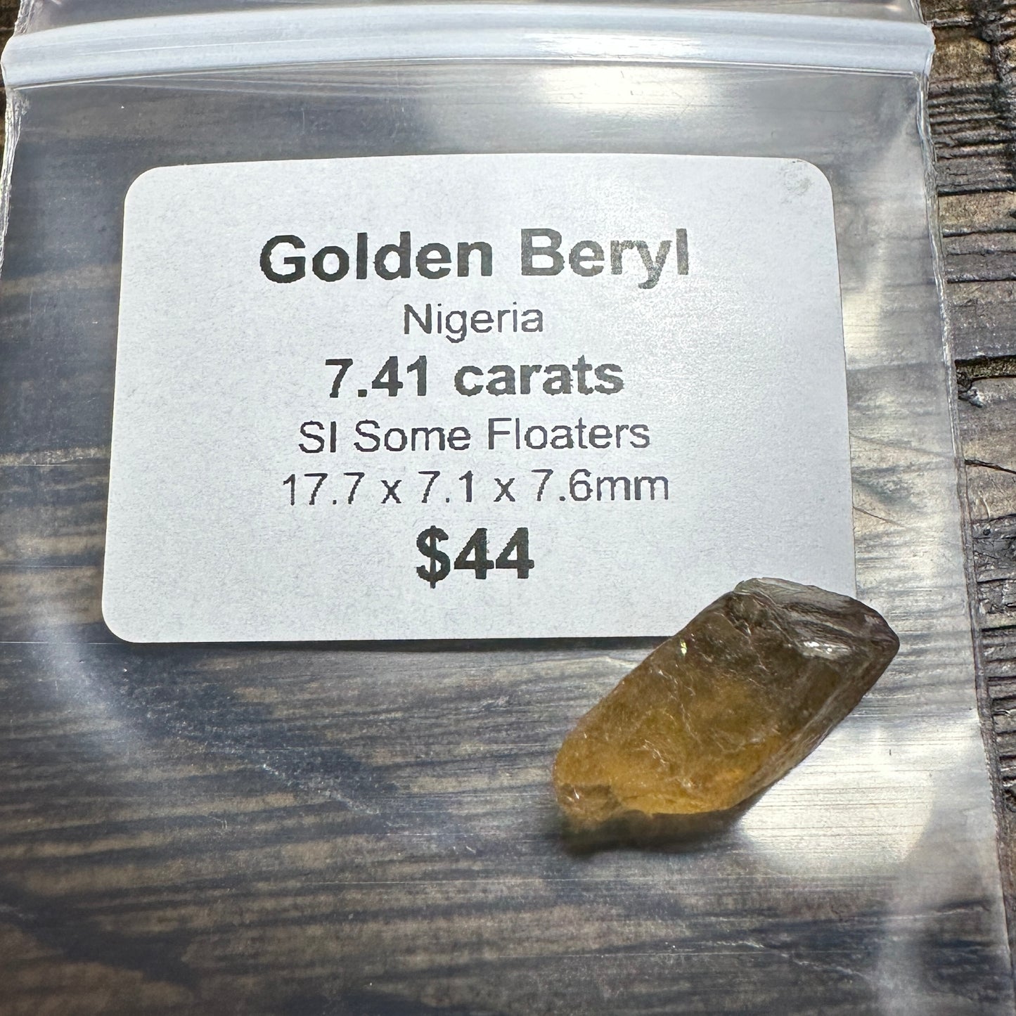 7.41ct GOLDEN BERYL Facet Rough