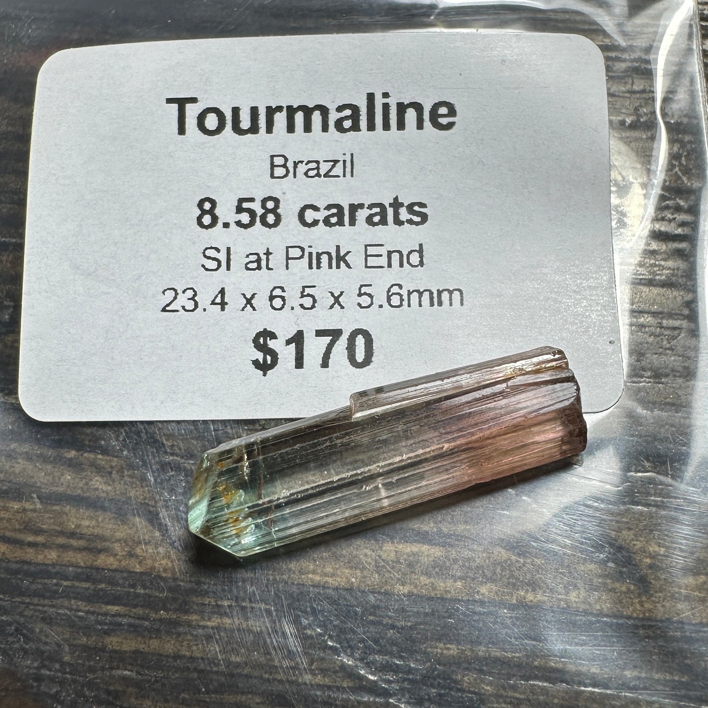 8.58ct TriColor Brazilian TOURMALINE Facet Rough