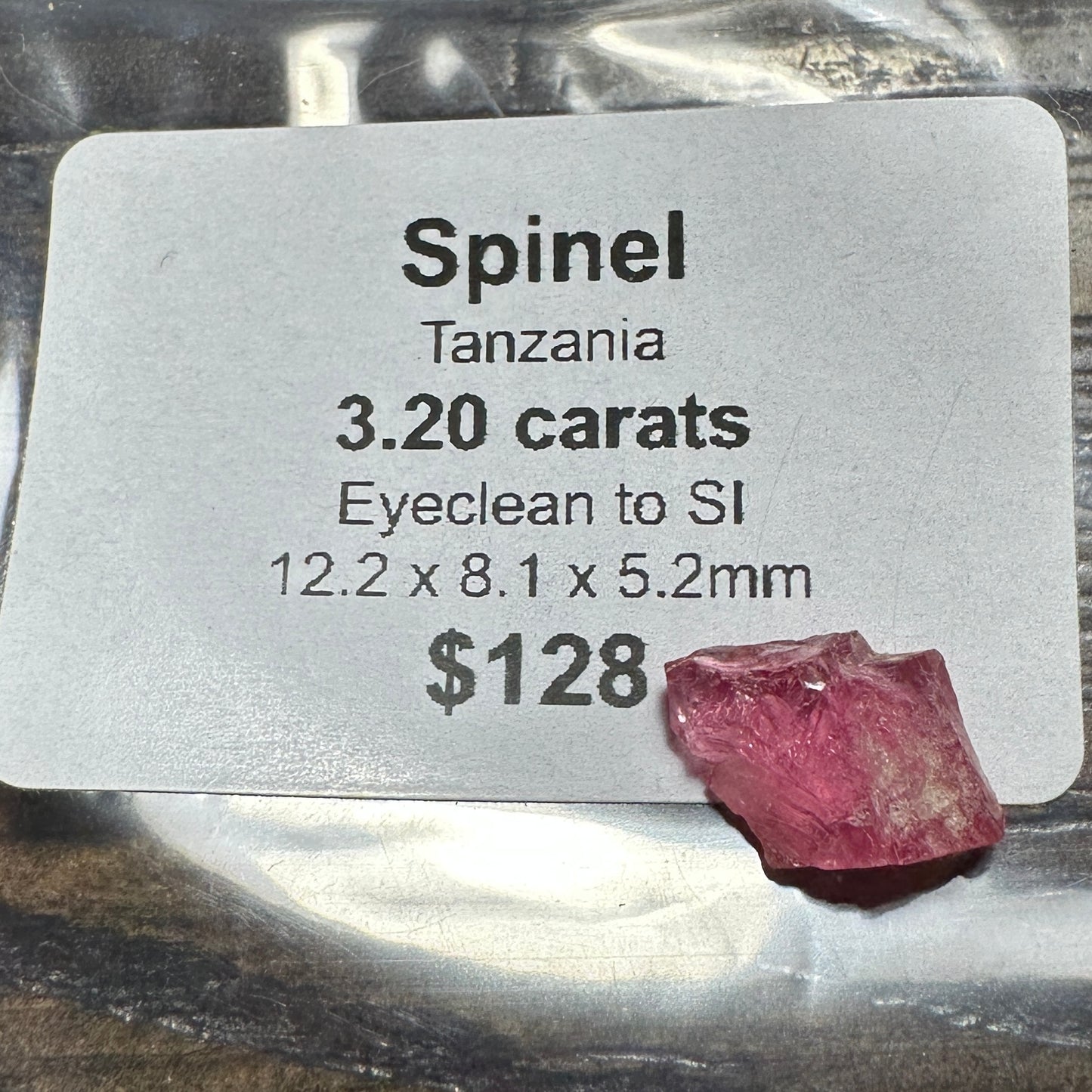 3.20ct Mahenge PINK SPINEL Facet Rough