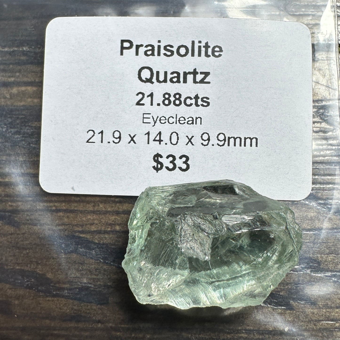 21.88ct PRAISOLITE QUARTZ Facet Rough