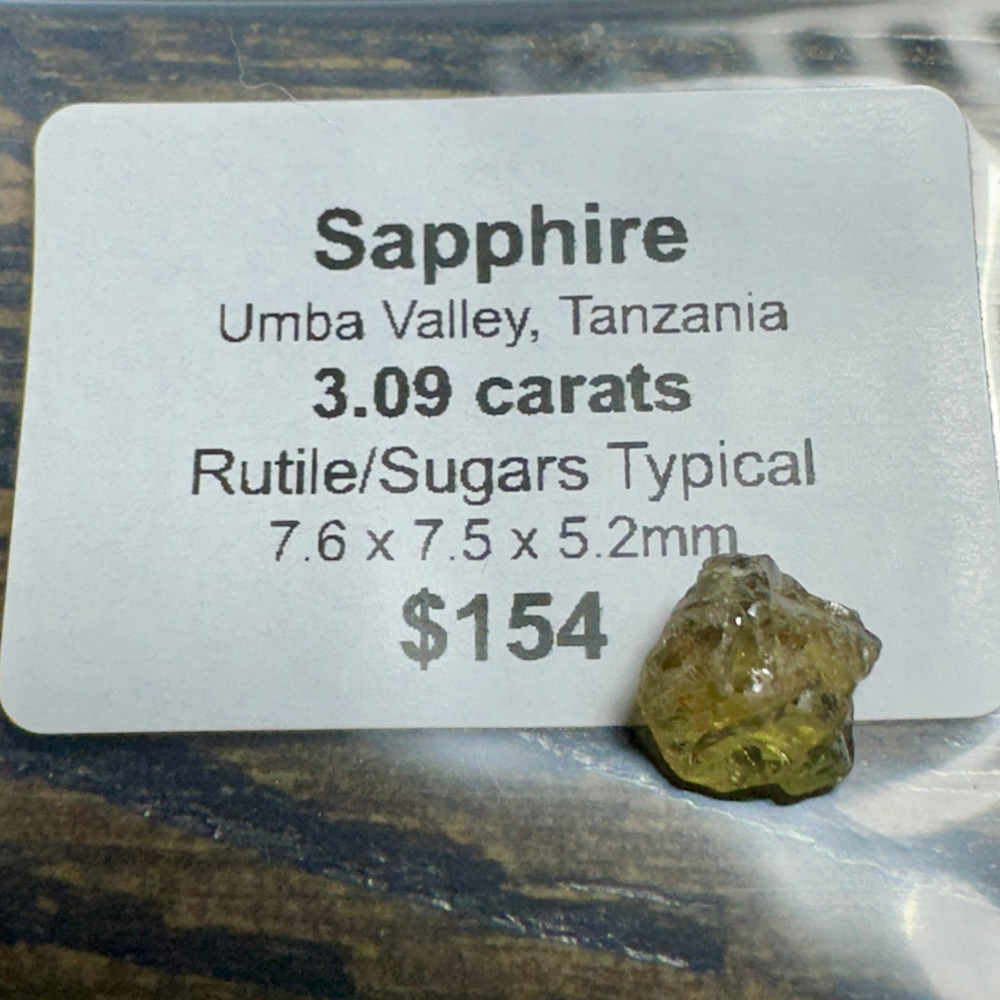 3.09ct UMBA SAPPHIRE Facet Rough