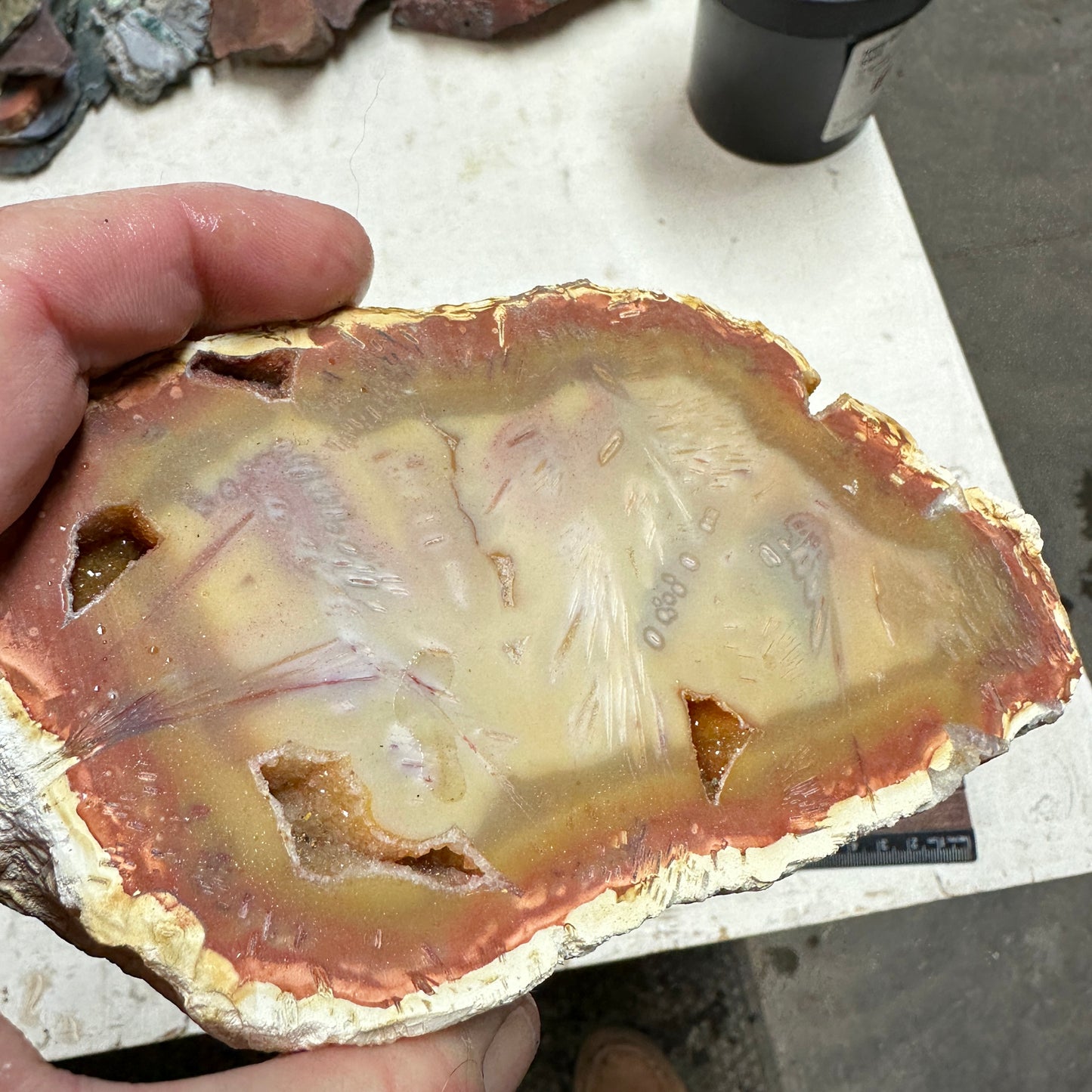 TUBE AGATE Faced Rough - 2.66 Pounds