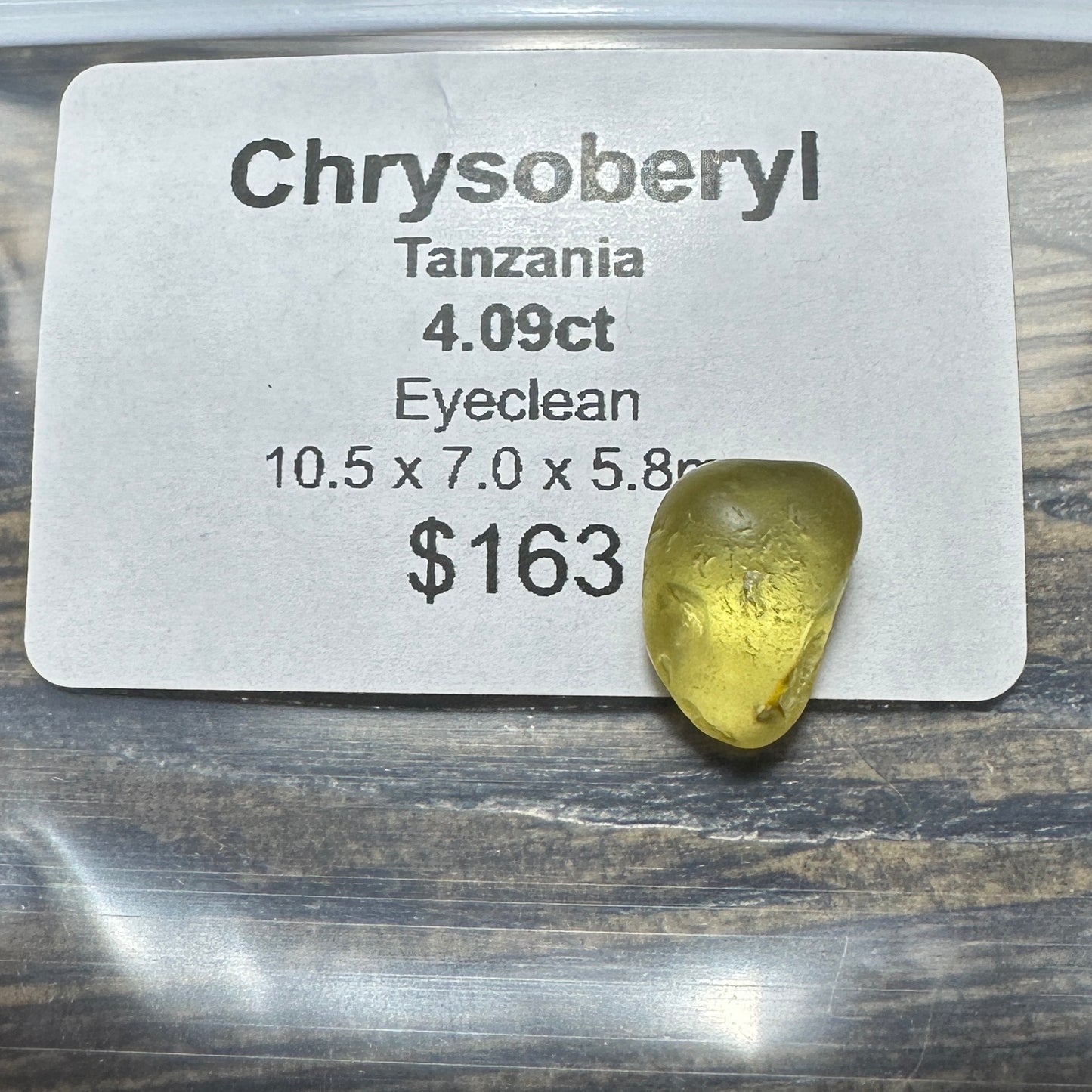 4.09ct CHRYSOBERYL Facet Rough
