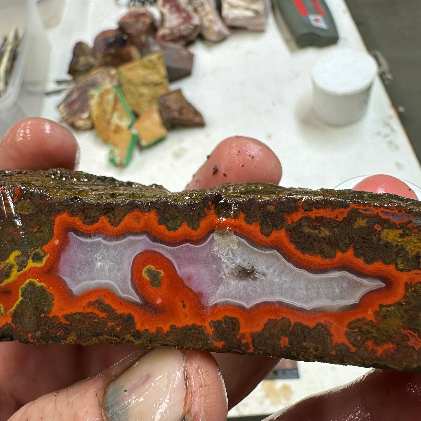 MOROCCAN SEAM AGATE Faced Rough - 0.88 Pounds