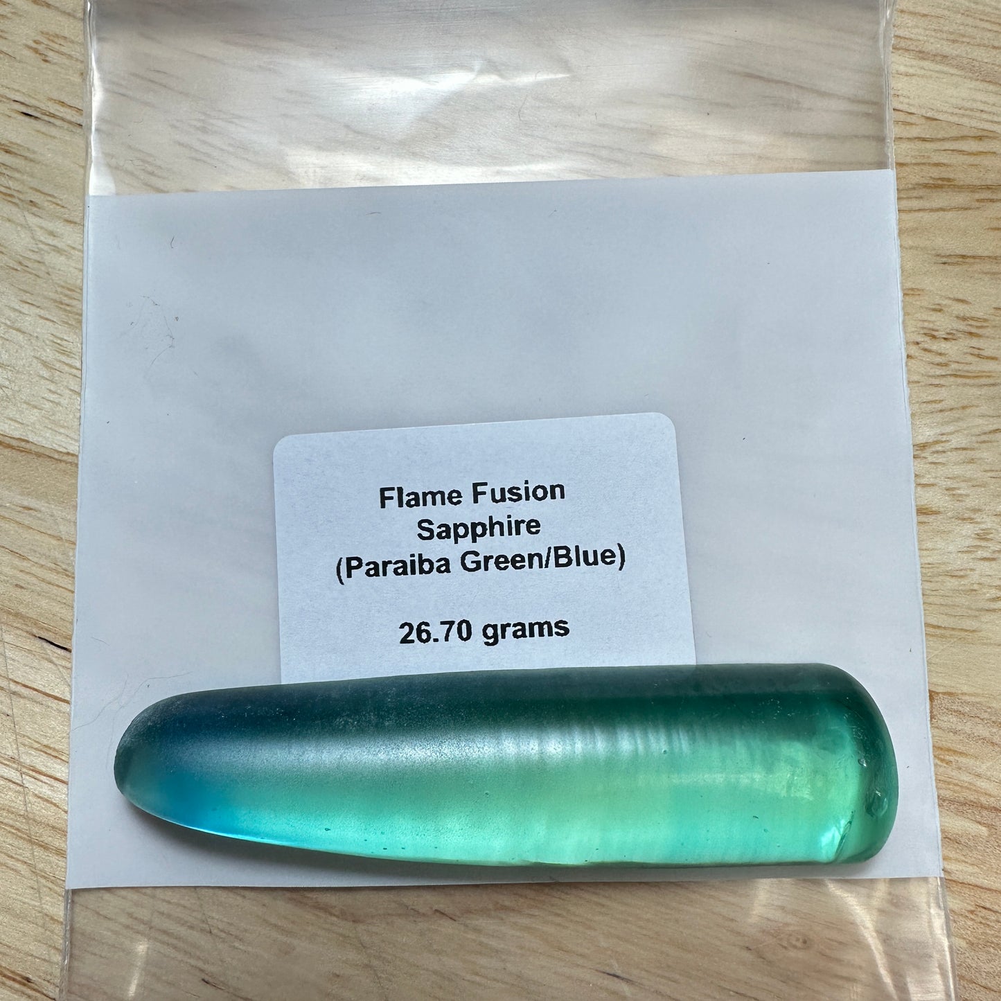 Paraiba Green/Blue FLAME FUSION LAB SAPPHIRE Facet Rough 26.70g