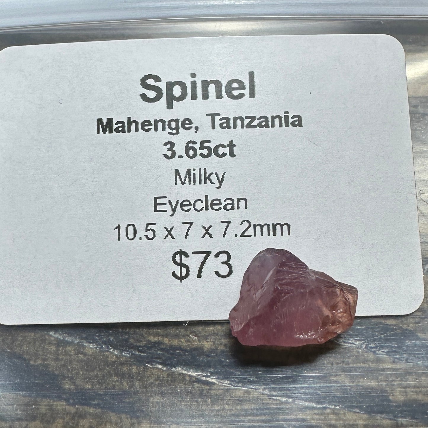 3.65ct Milky Mahenge SPINEL Facet Rough