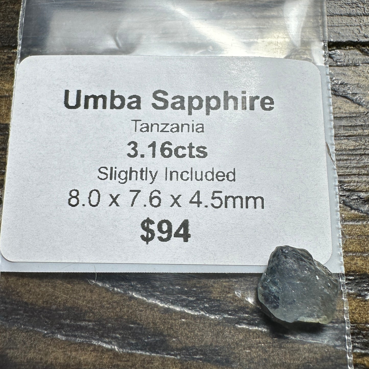 3.16ct UMBA SAPPHIRE Facet Rough