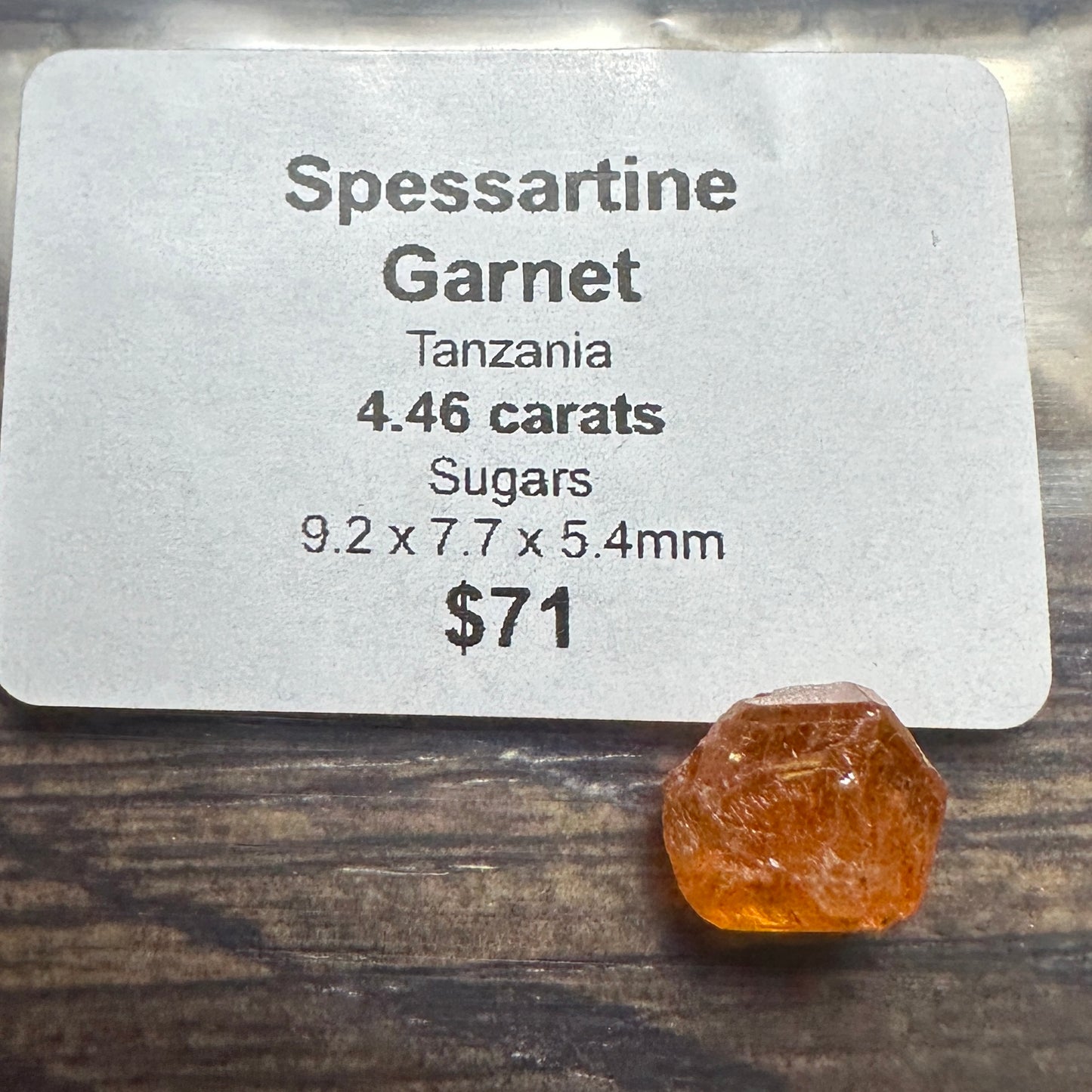 4.46ct Loliondo SPESSARTINE GARNET Facet Rough