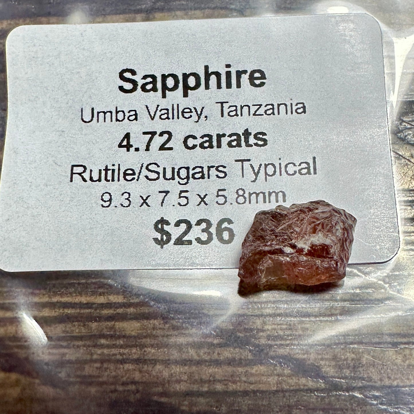 4.72ct UMBA SAPPHIRE Facet Rough