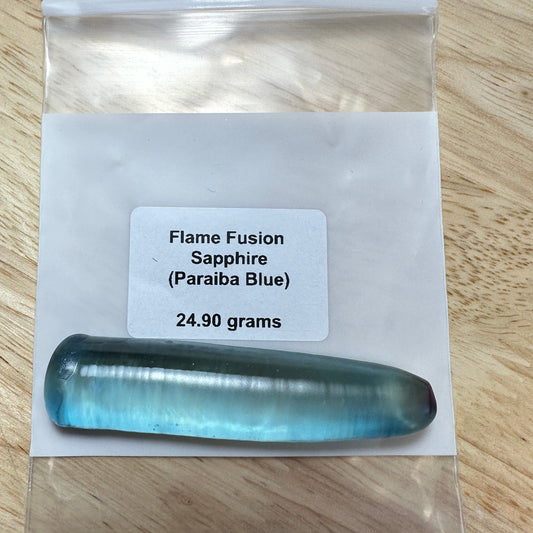 Paraiba Blue FLAME FUSION LAB SAPPHIRE Facet Rough 24.90g