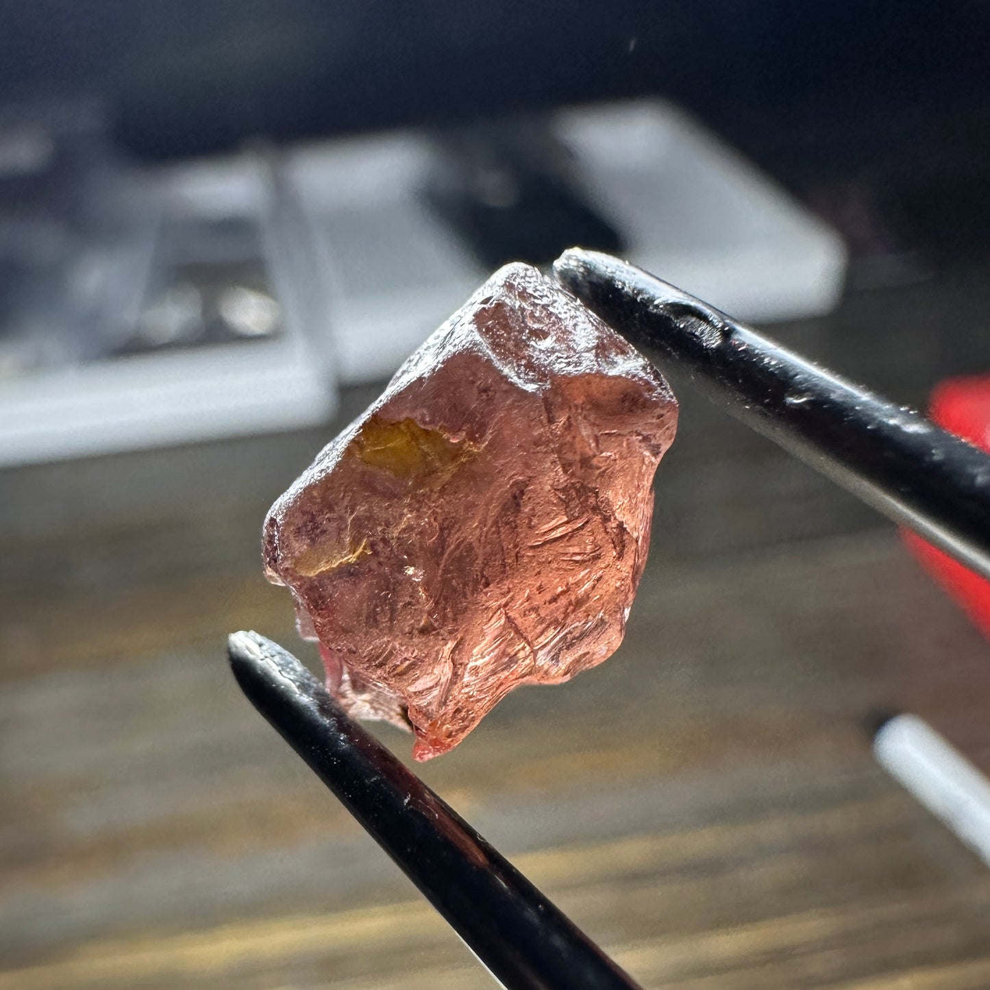ROSE ZIRCON 3pcs., 6.43g Facet Rough Parcel