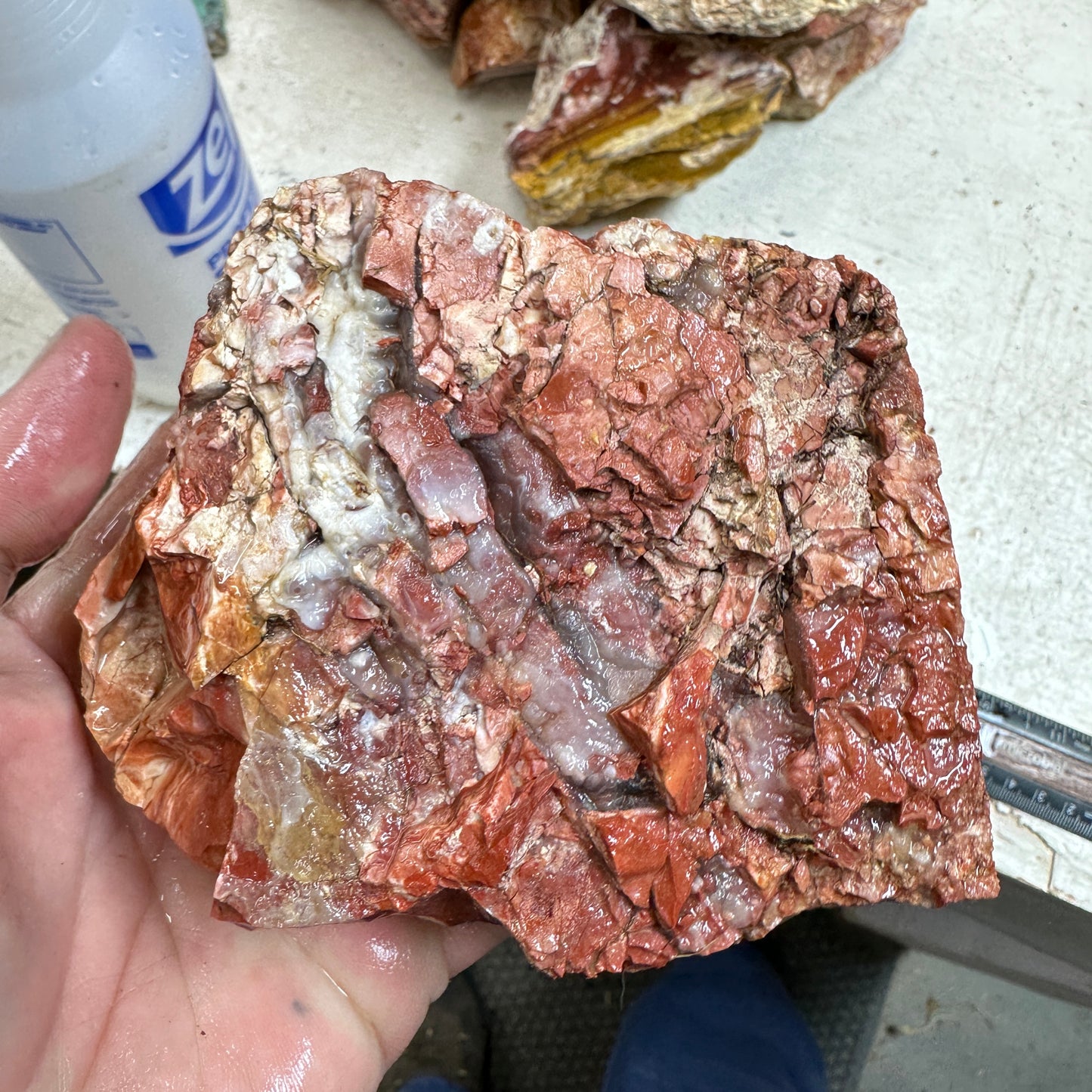 Red HOWARDITE Faced Rough - 24.8ozs