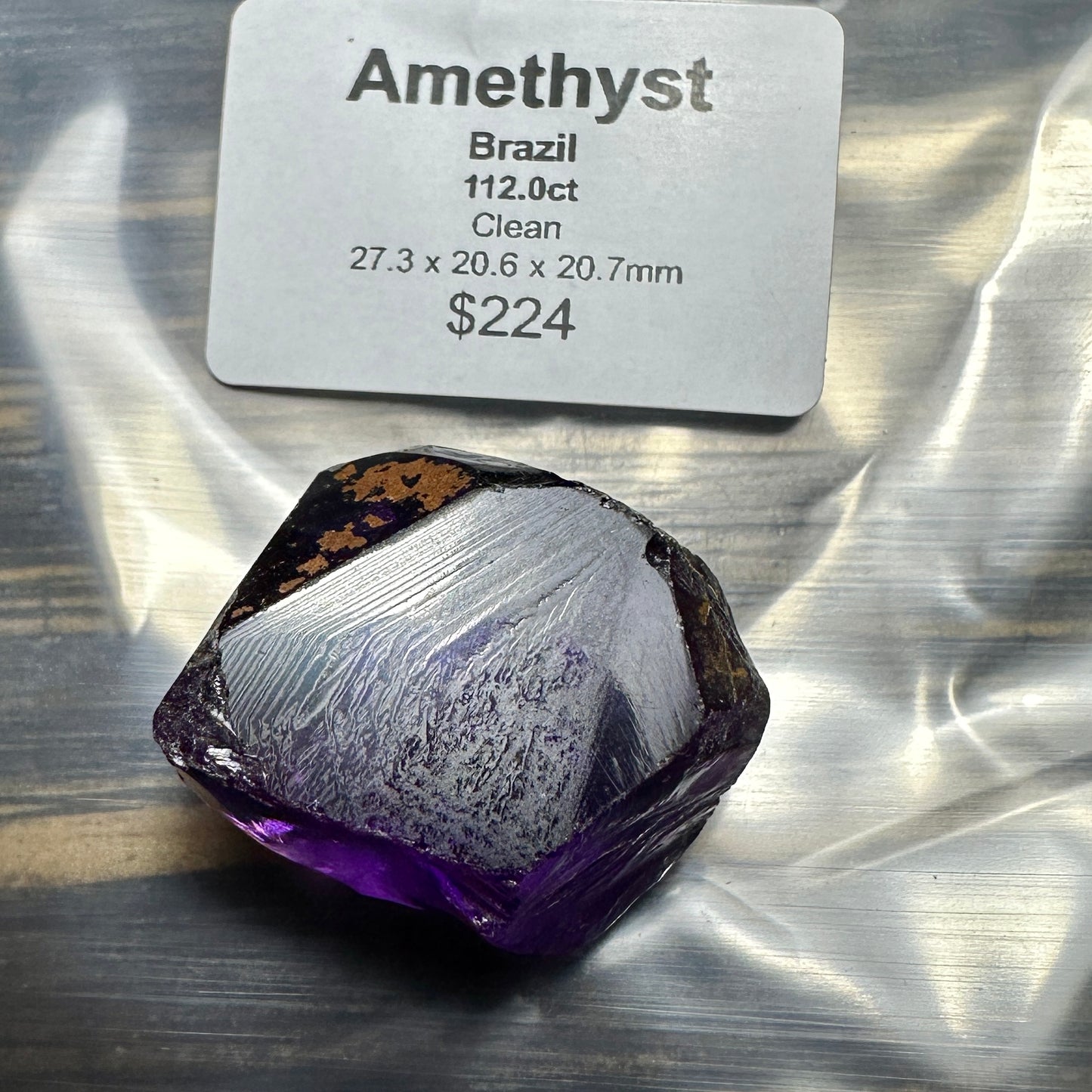 112.0ct Brazilian AMETHYST QUARTZ Facet Rough