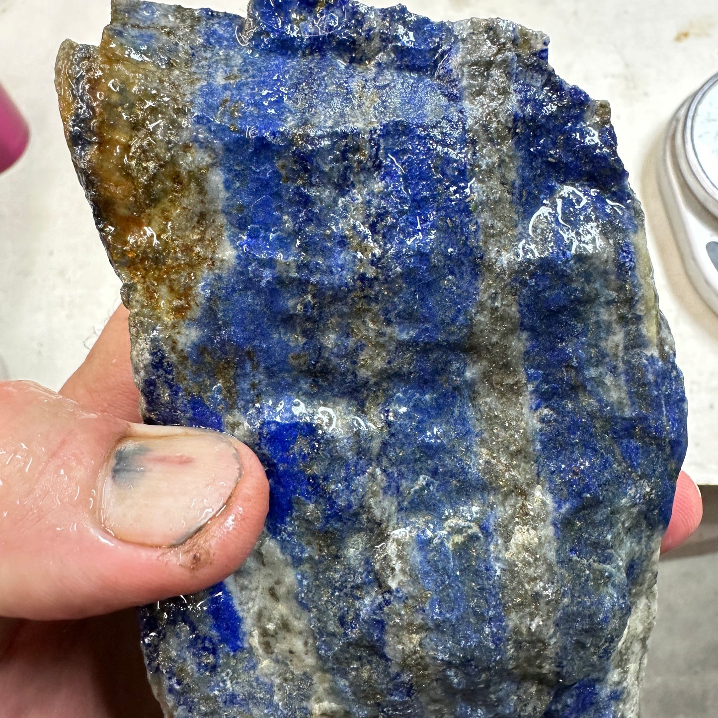 LAPIS LAZULI Faced End Cut Rough - 1.95 Pounds