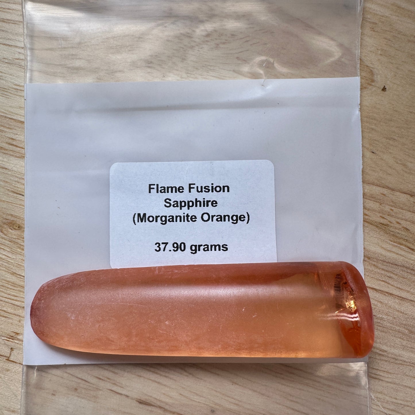 Morganite Orange FLAME FUSION LAB SAPPHIRE Facet Rough 37.90g