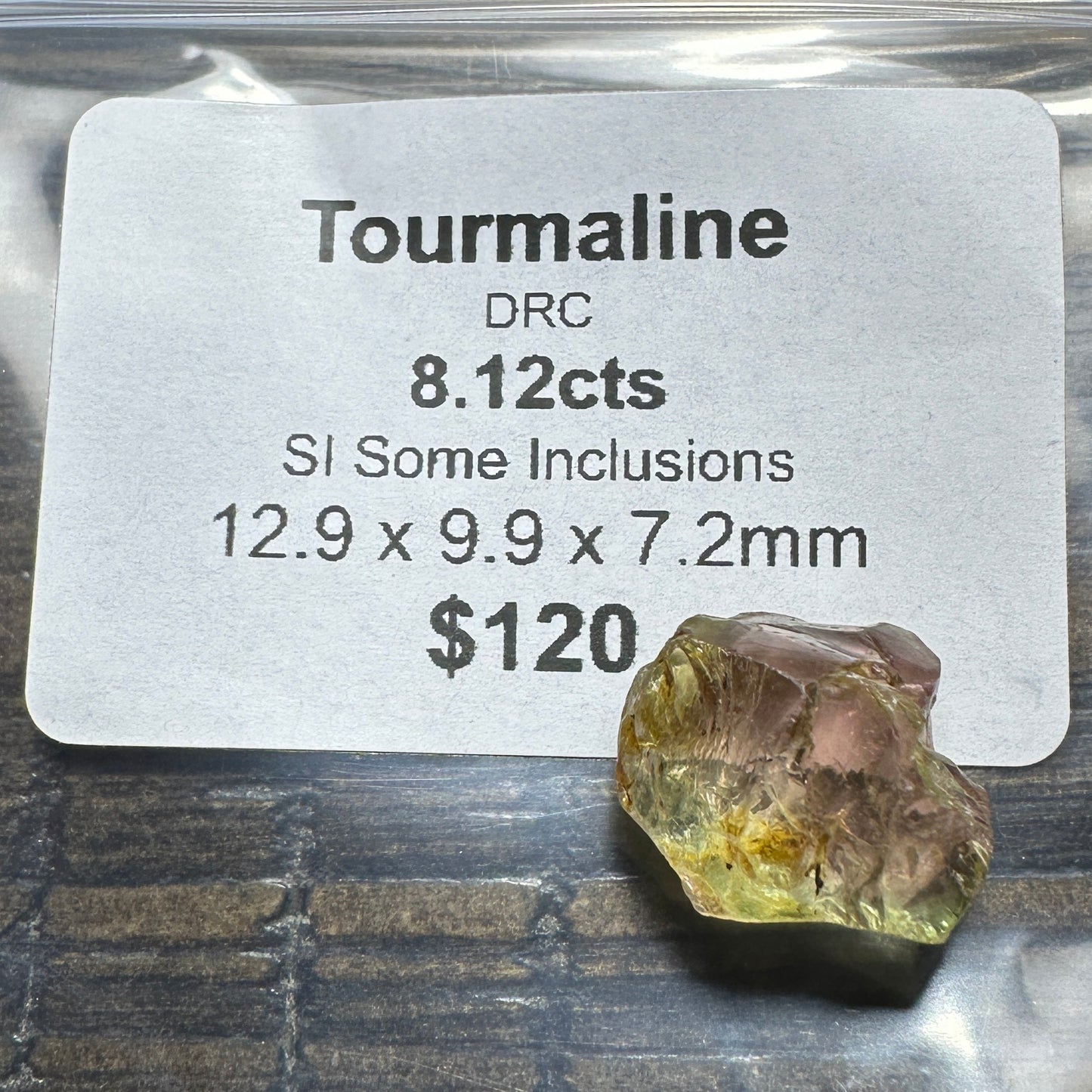 8.12ct DRC TOURMALINE Facet Rough