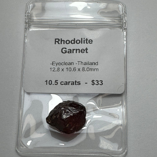 10.5ct RHODOLITE GARNET Facet Rough