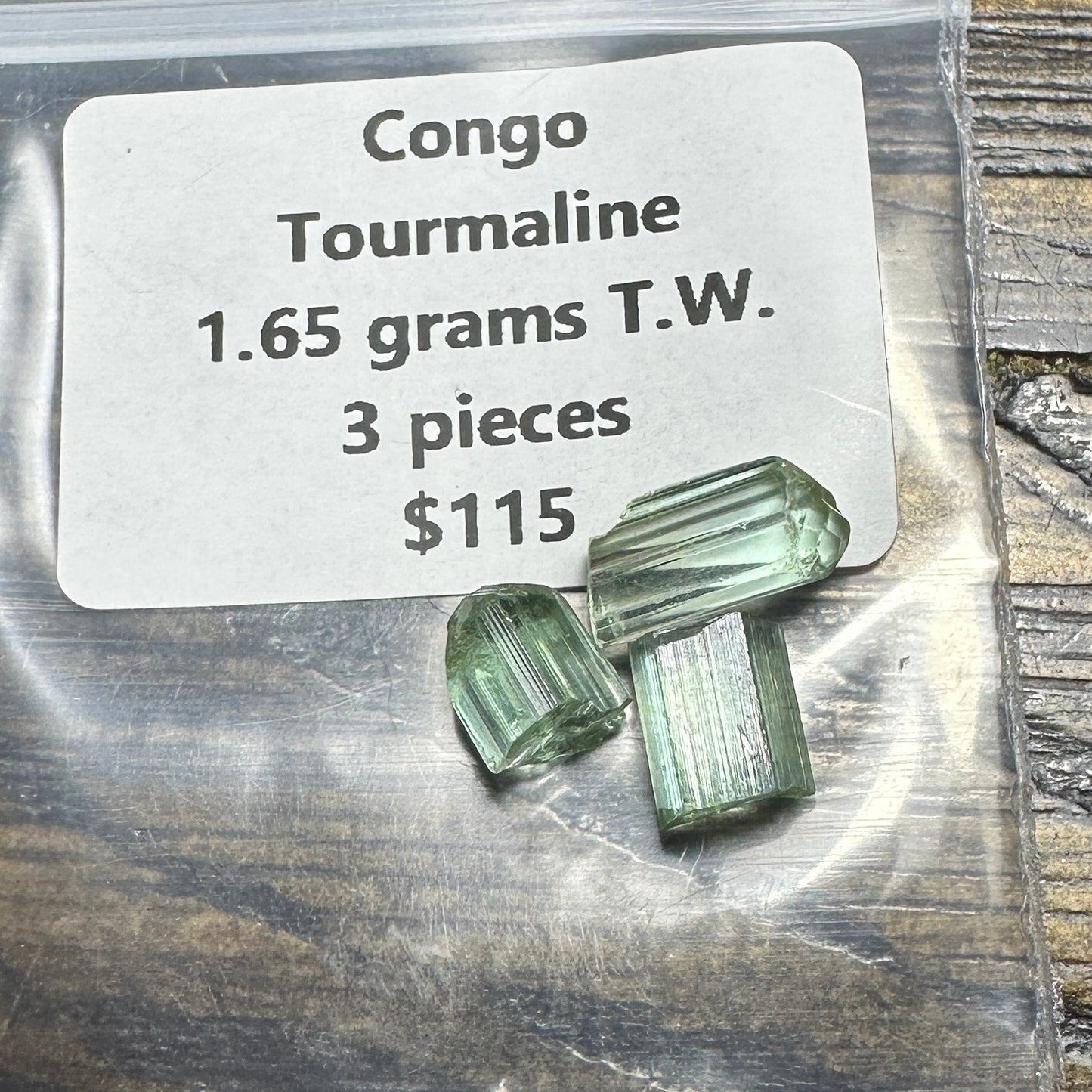 CONGO TOURMALINE 3pcs., 1.65g Facet Rough Parcel