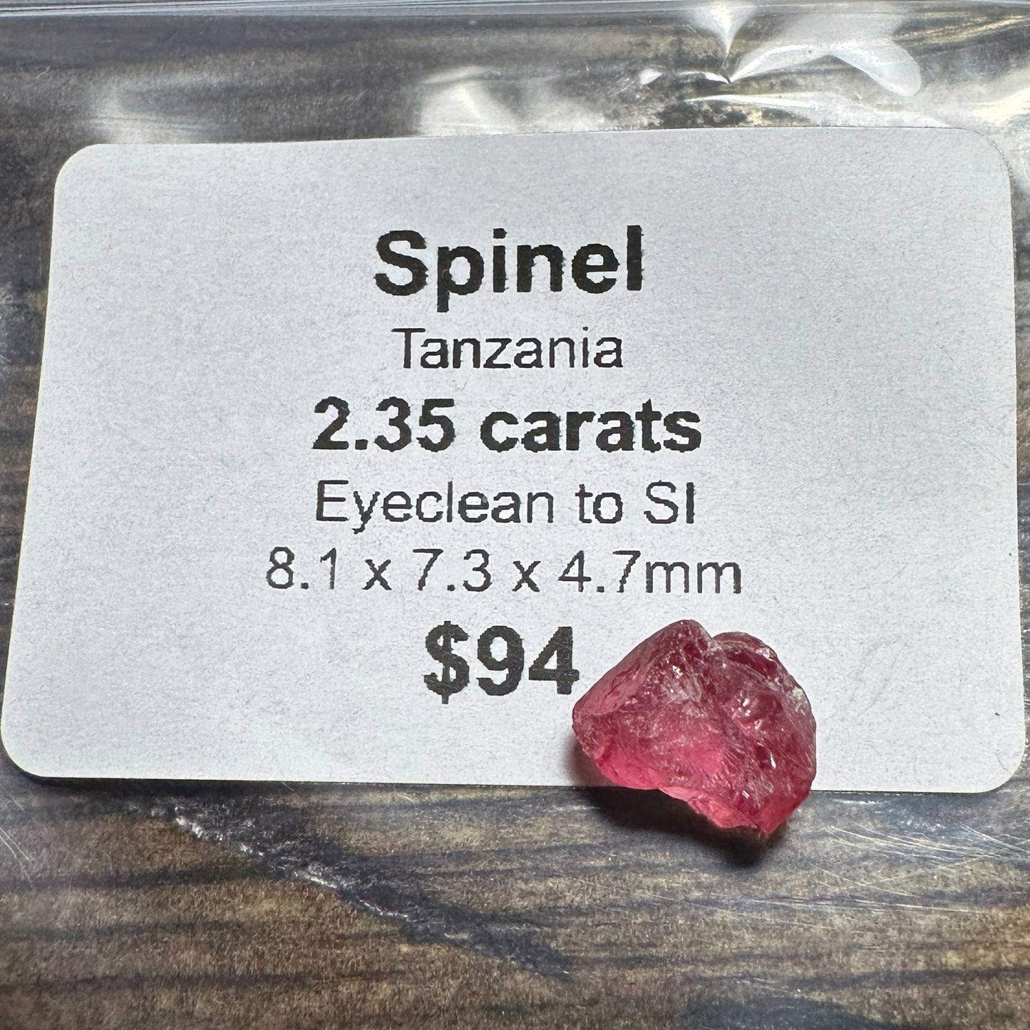 2.35ct Mahenge PINK SPINEL Facet Rough