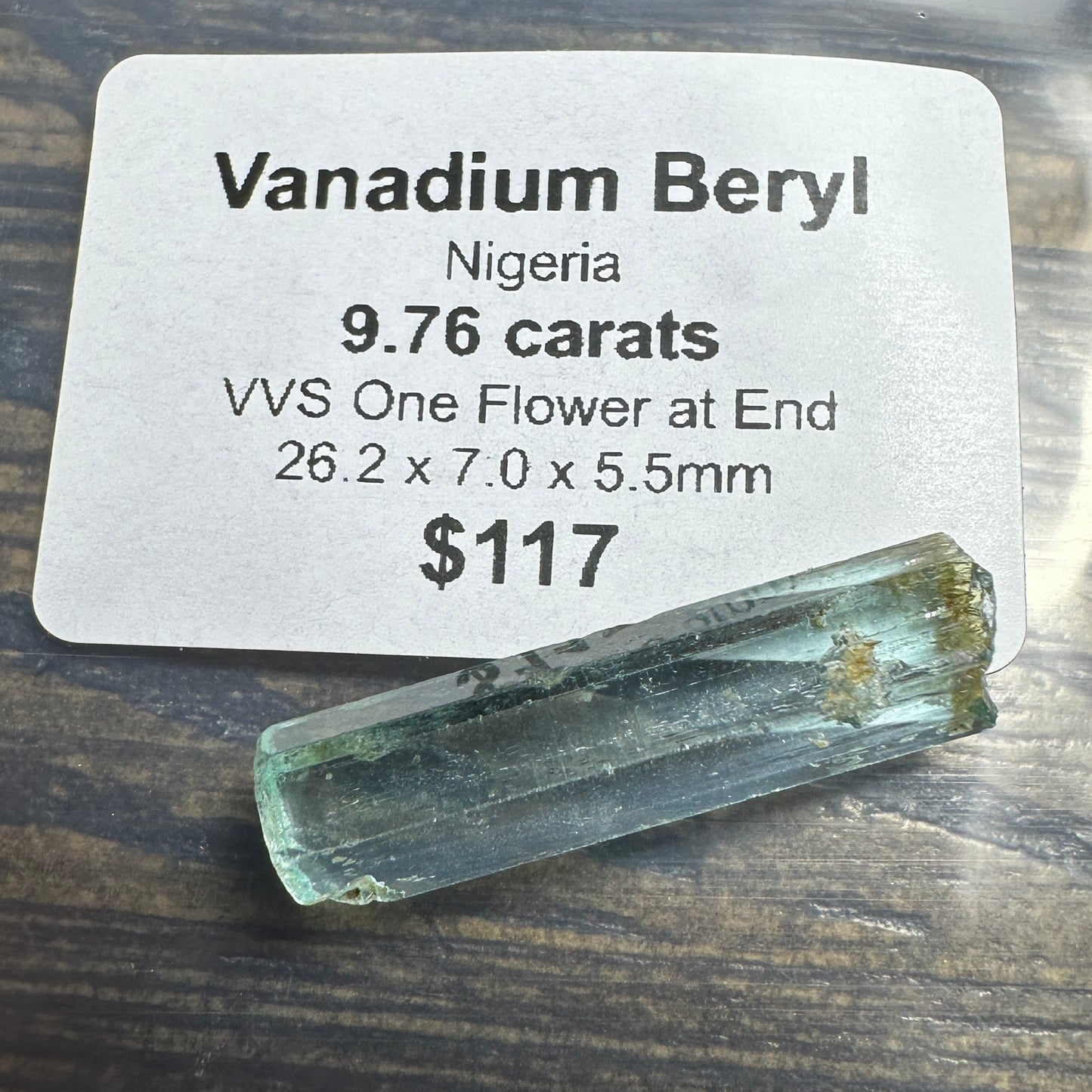 9.76ct VANADIUM BERYL Facet Rough