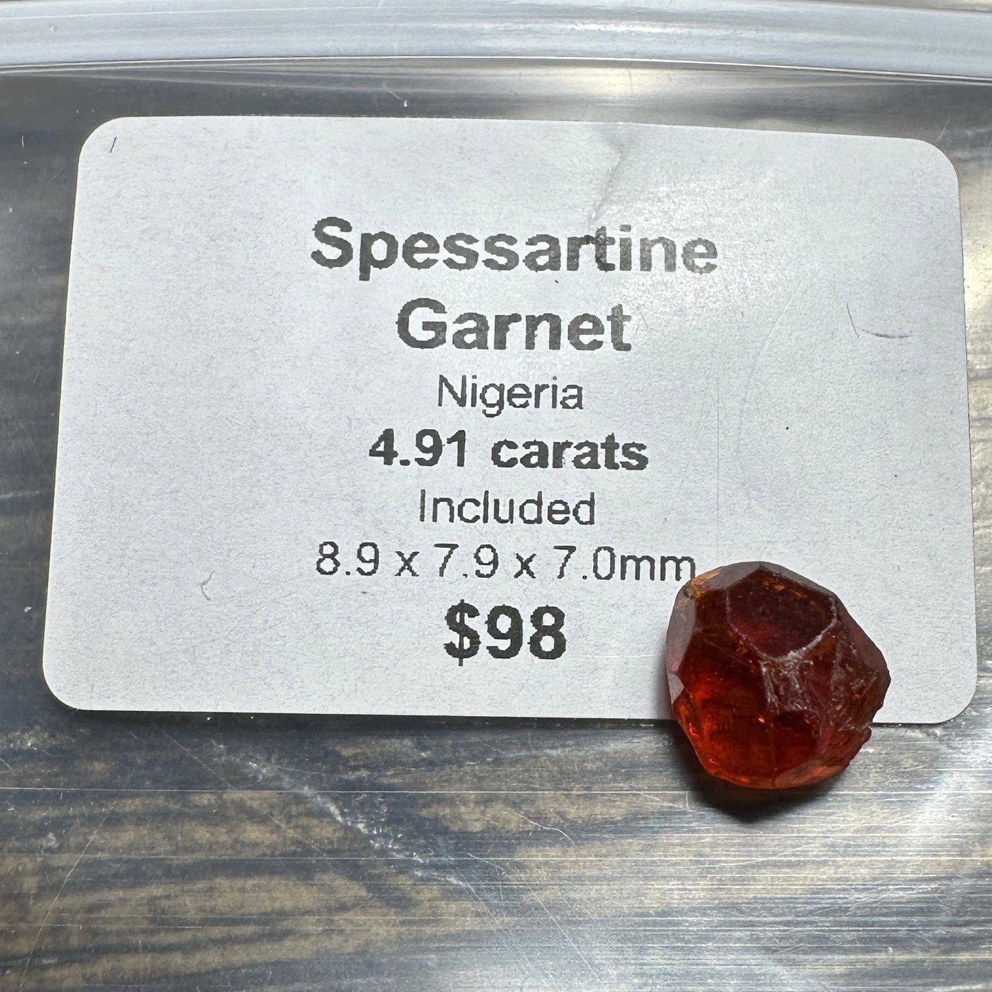 4.91ct SPESSARTINE GARNET Facet Rough