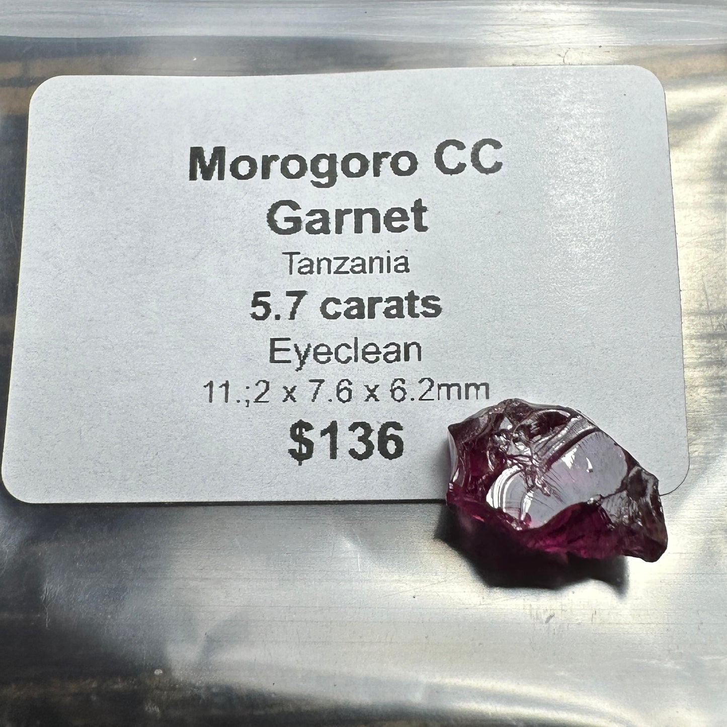 5.7ct MOROGORO GARNET Facet Rough