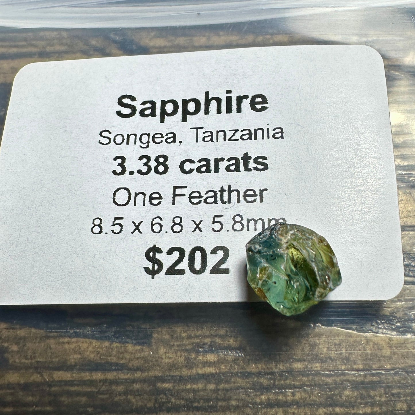 3.38ct SONGEA SAPPHIRE Facet Rough