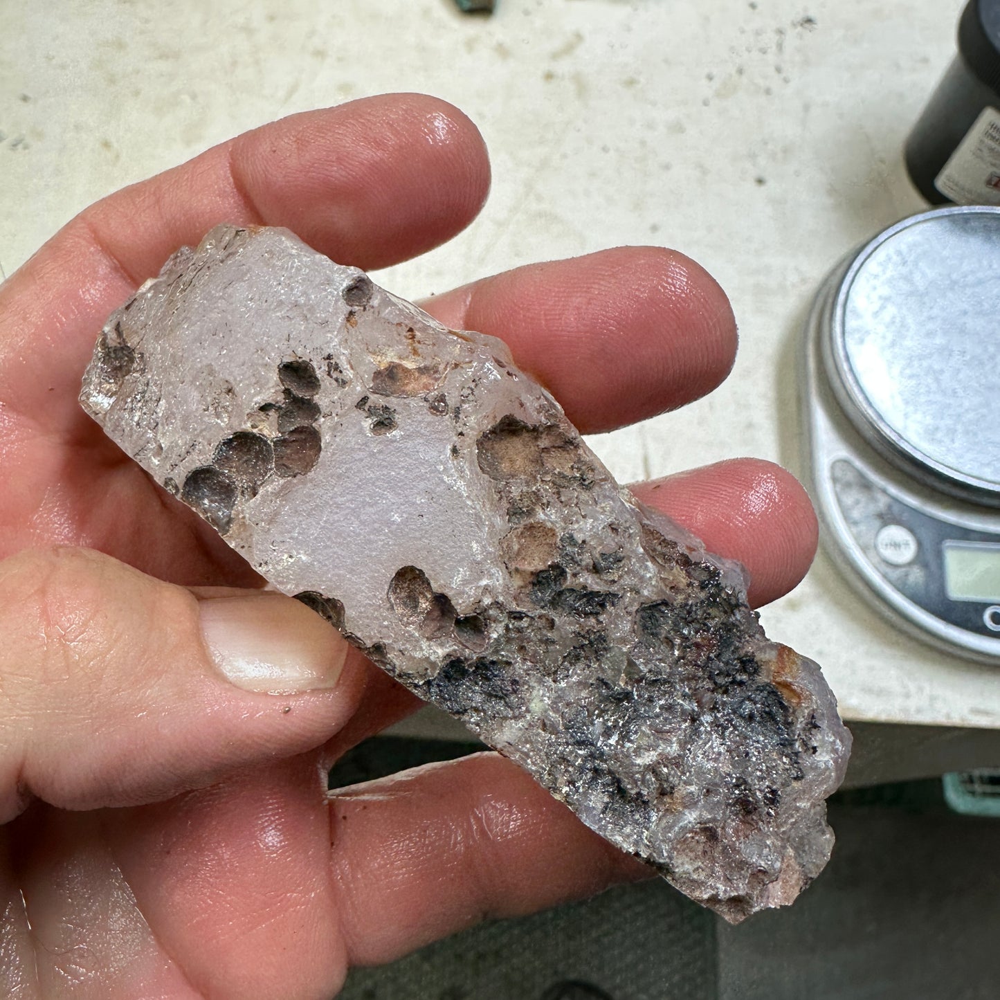 PINK AGATE Faced Rough - 0.38 pounds