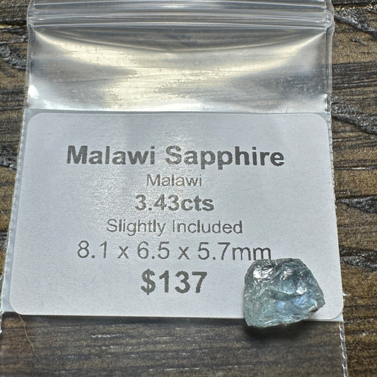 3.43ct MALAWI SAPPHIRE Facet Rough