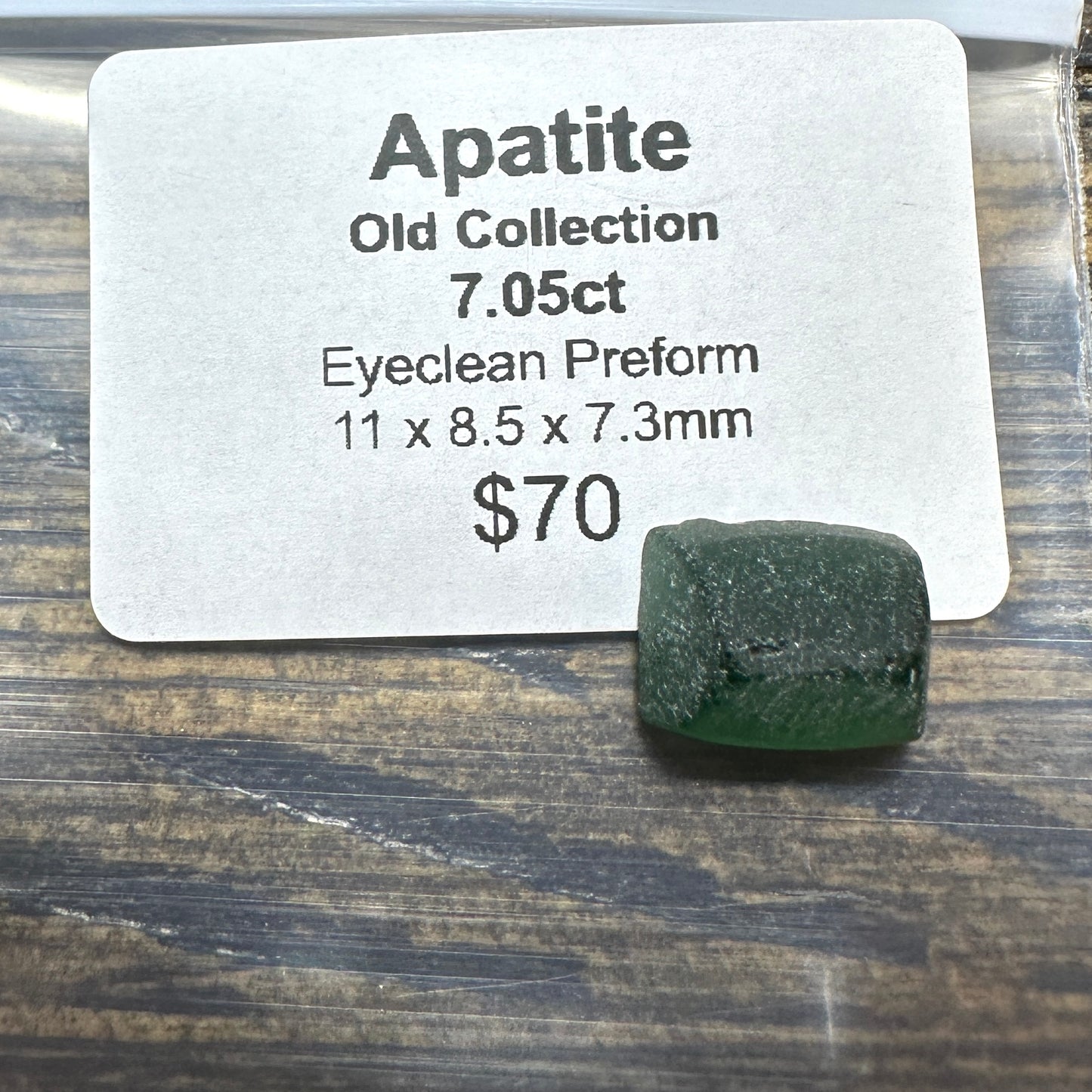 7.05ct GREEN APATITE Preformed Facet Rough