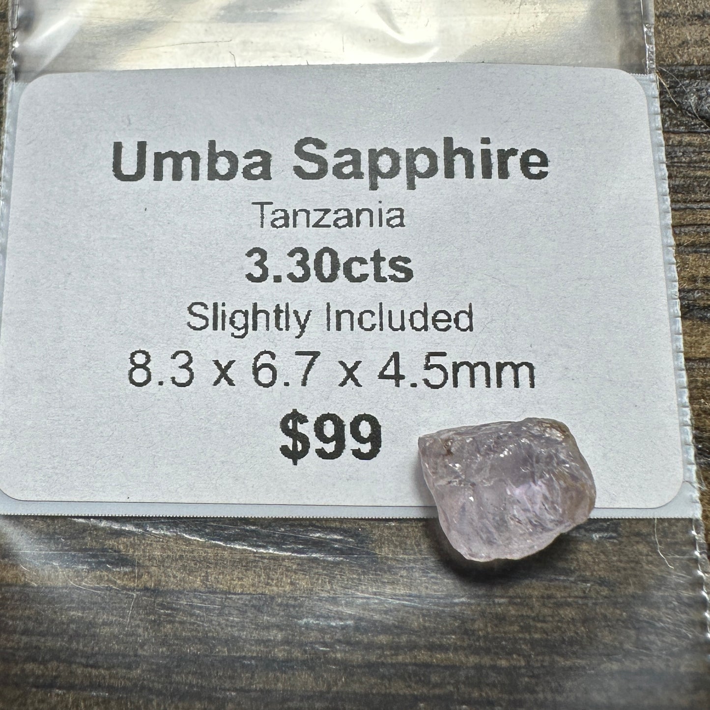 3.30ct UMBA SAPPHIRE Facet Rough