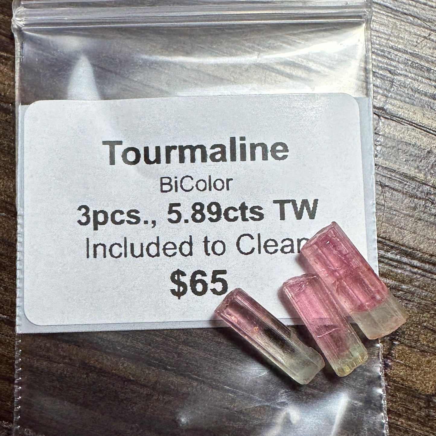 3pcs., 5.89cts TW of BiColor TOURMALINE Facet Rough