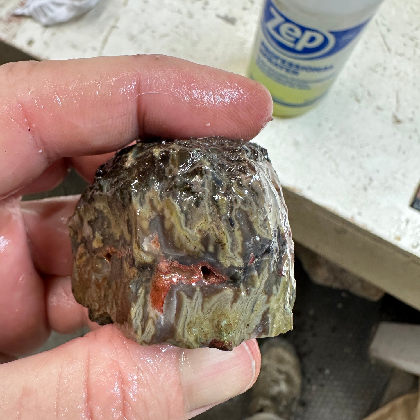 IDAHO WILDFIRE PLUME AGATE Faced Rough - 6.41oz