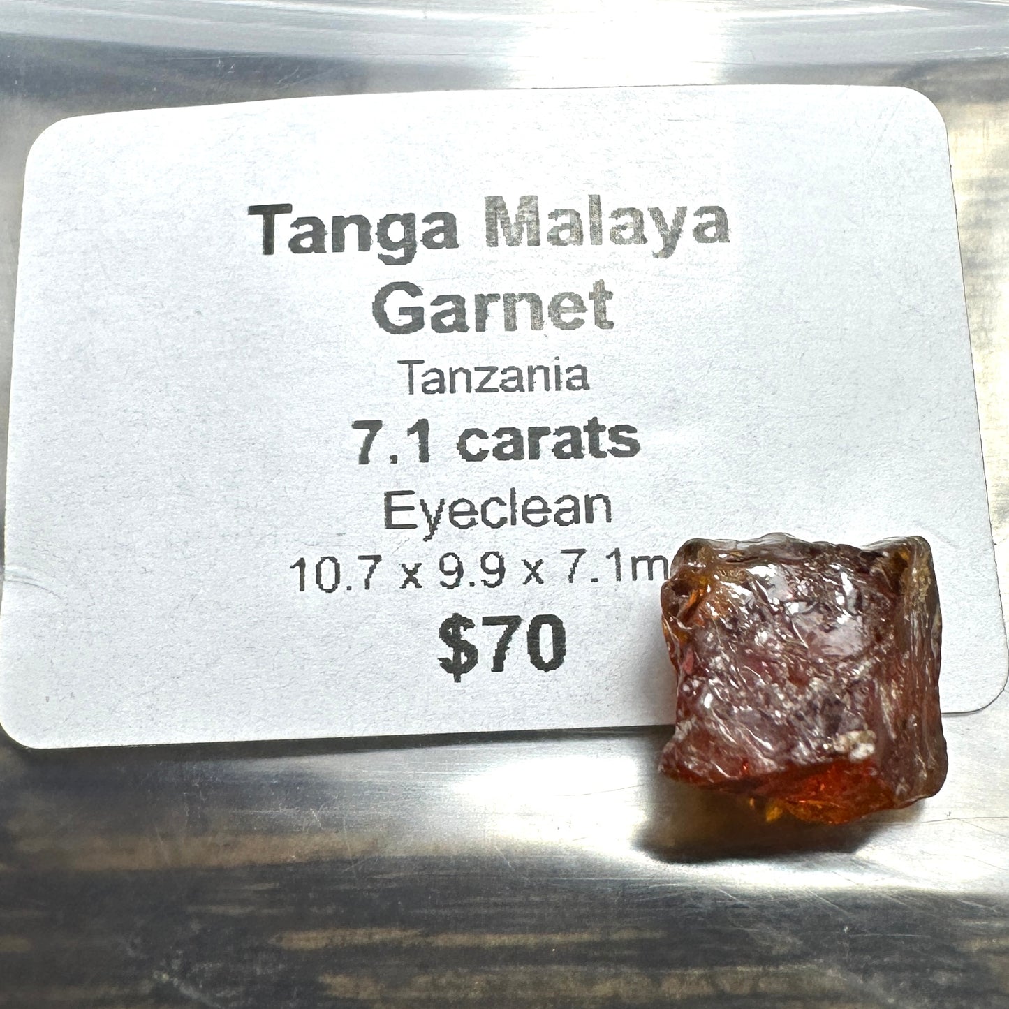 7.1ct TANGA MALAYA GARNET Facet Rough