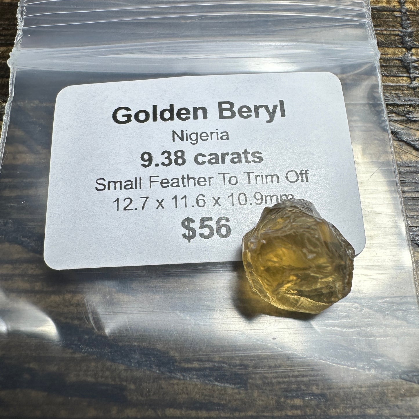 9.38ct GOLDEN BERYL Facet Rough