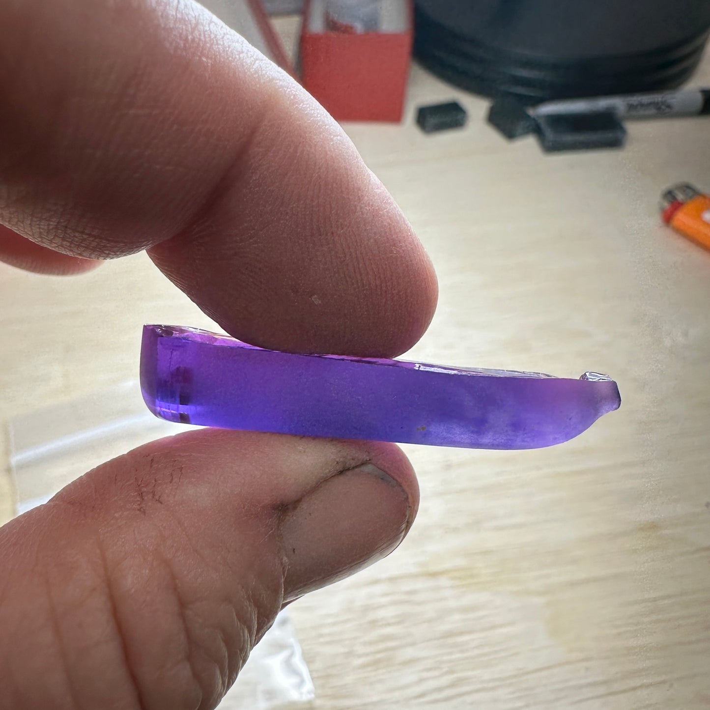 Djeva Amethyst FLAME FUSION LAB SAPPHIRE Facet Rough 13.9grams