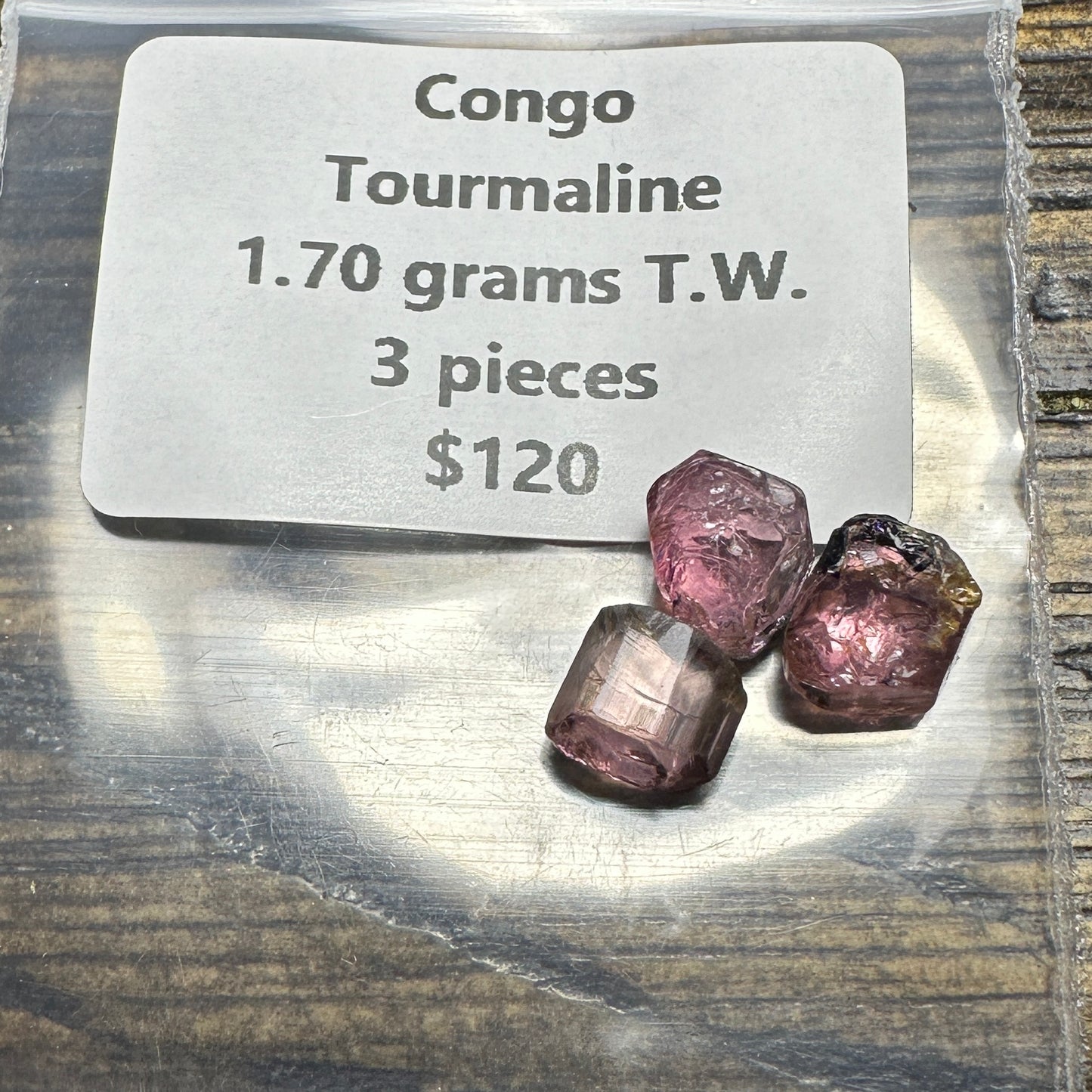 CONGO TOURMALINE 3pcs., 1.70g Facet Rough Parcel