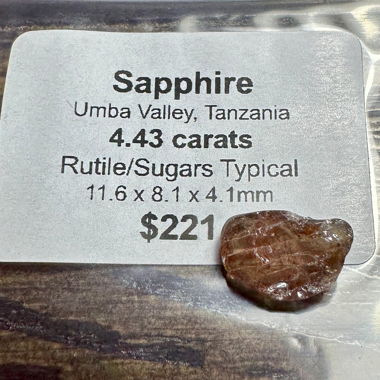 4.43ct UMBA SAPPHIRE Facet Rough