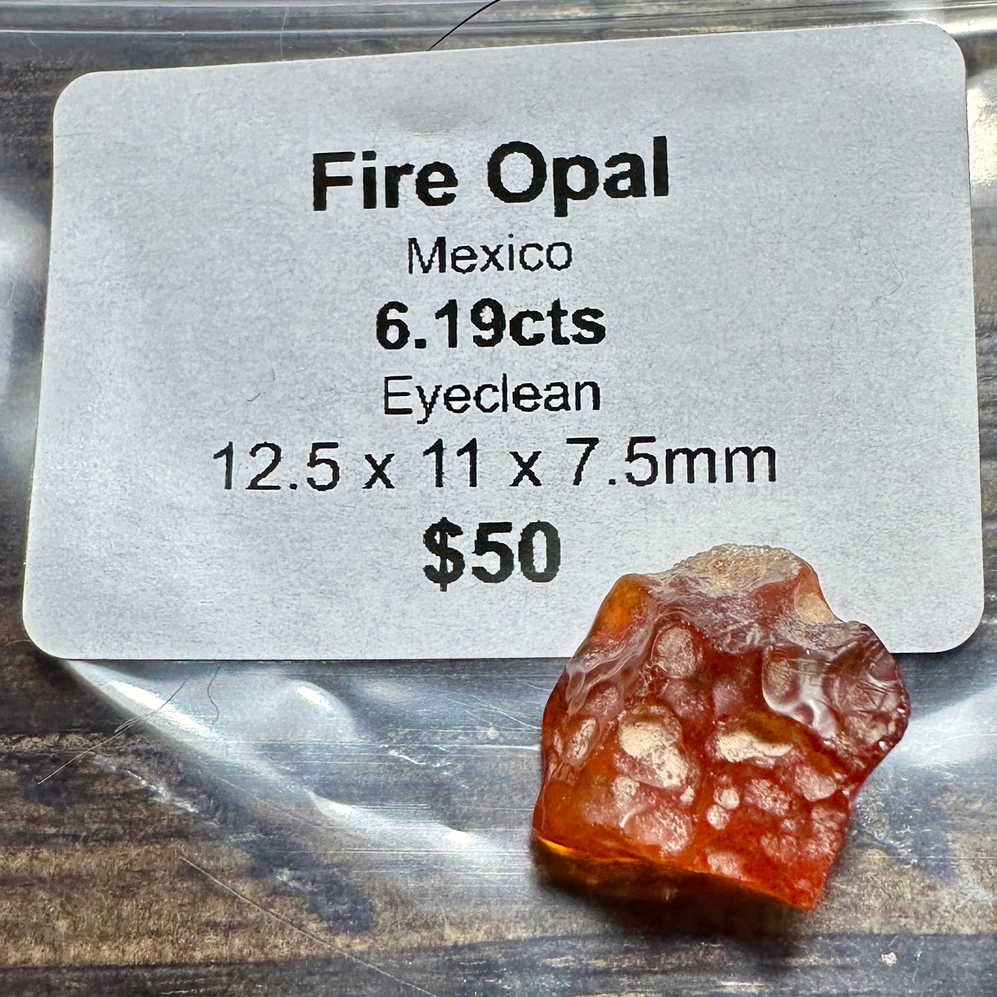 6.19ct Mexican FIRE OPAL Facet Rough