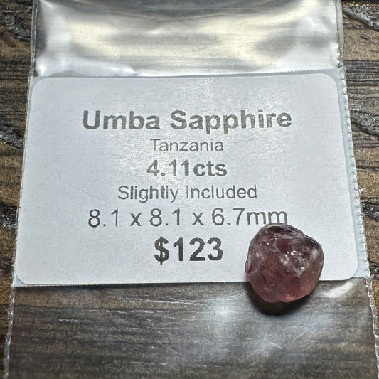 4.11ct UMBA SAPPHIRE Facet Rough