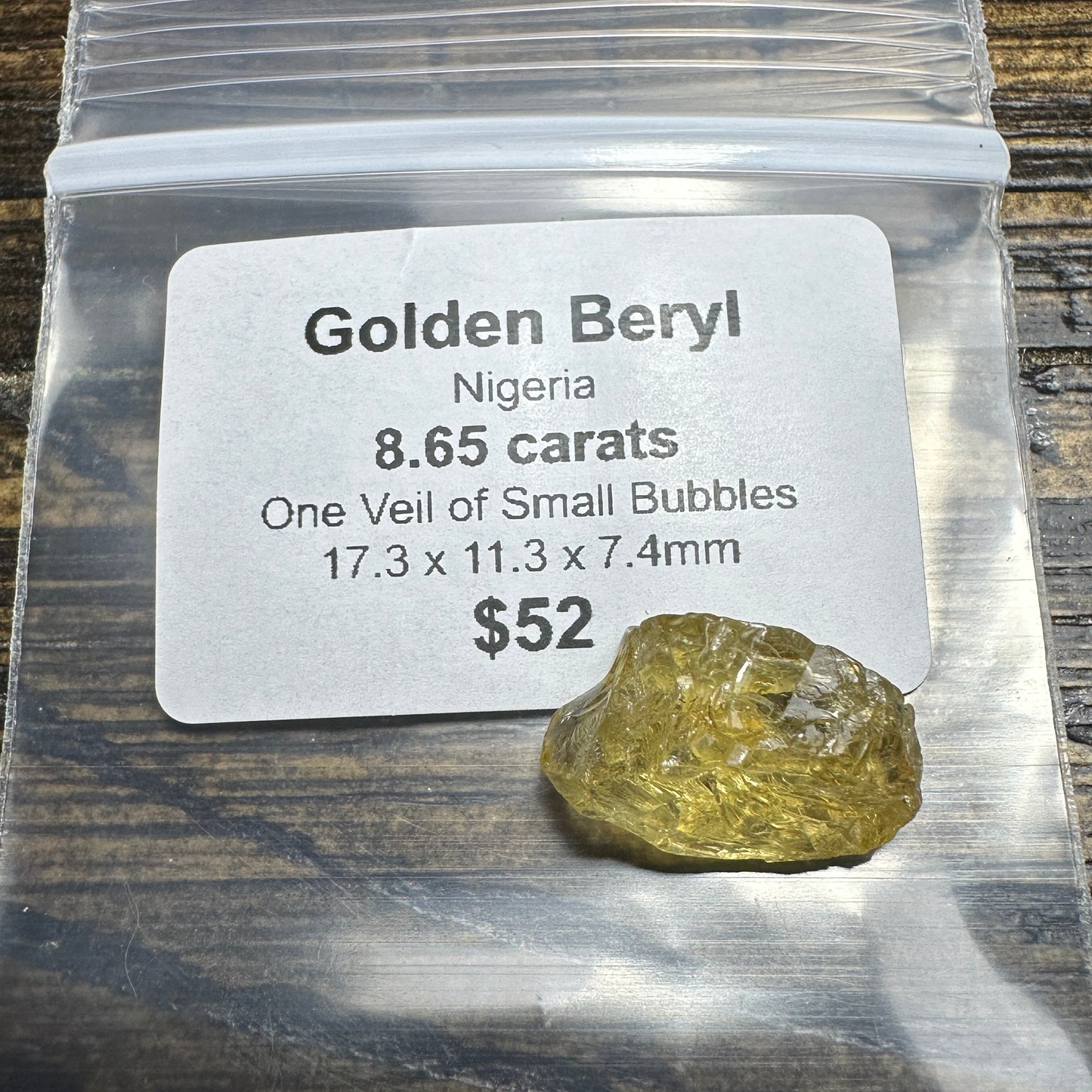 8.65ct GOLDEN BERYL Facet Rough