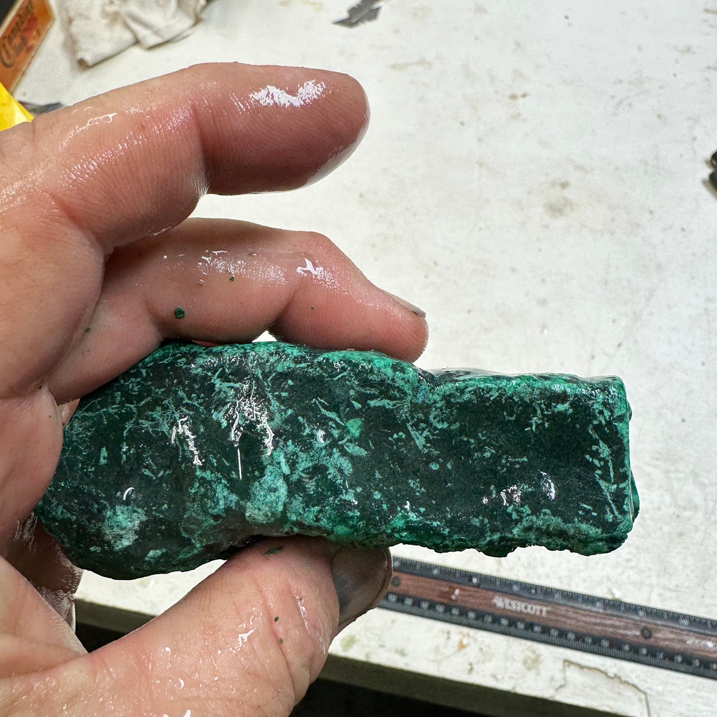 MALACHITE Faced Rough - 1.51 Pounds